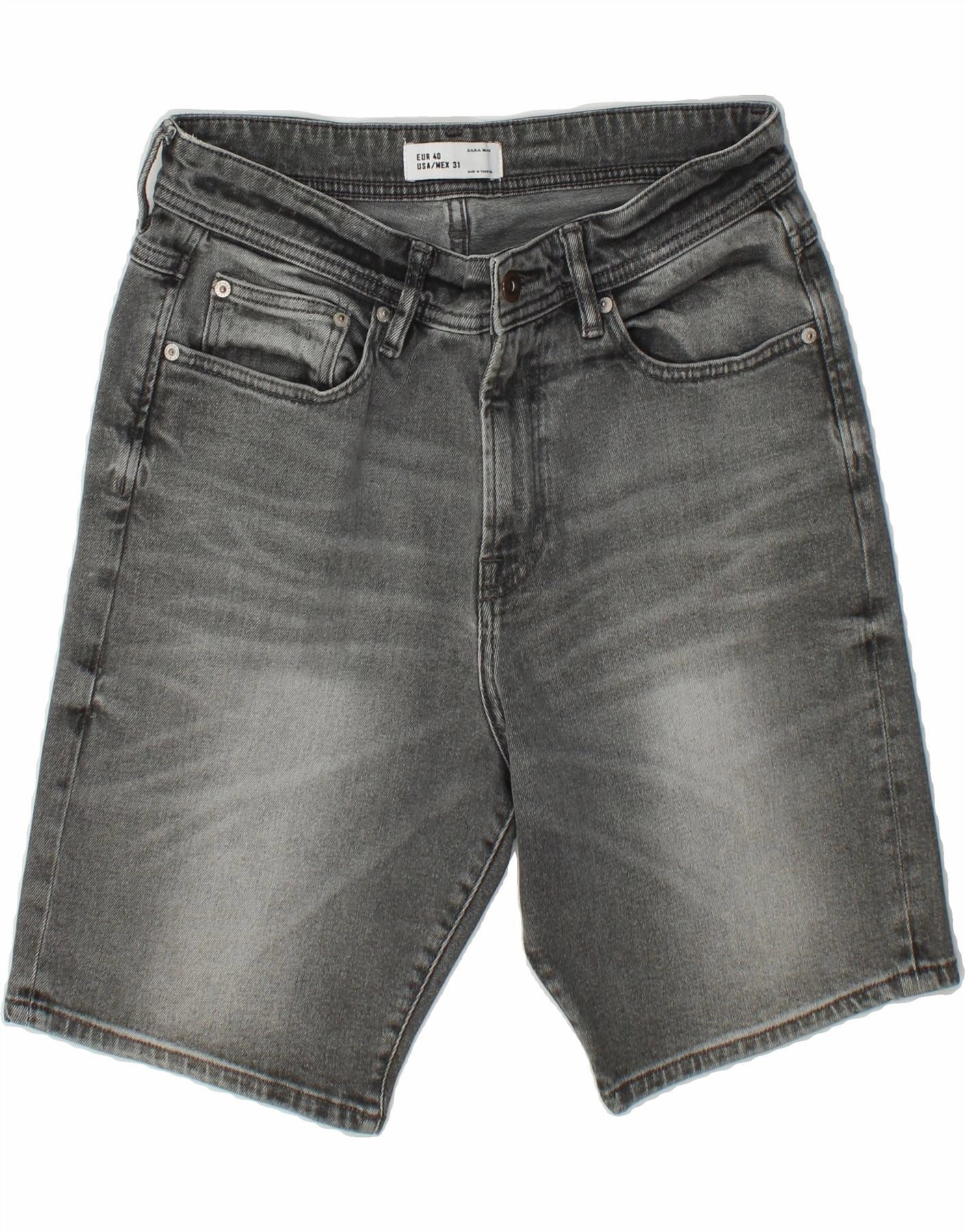 Reflective Safety Details ZARA Mens Denim Shorts EU 40 Medium W31  Grey
