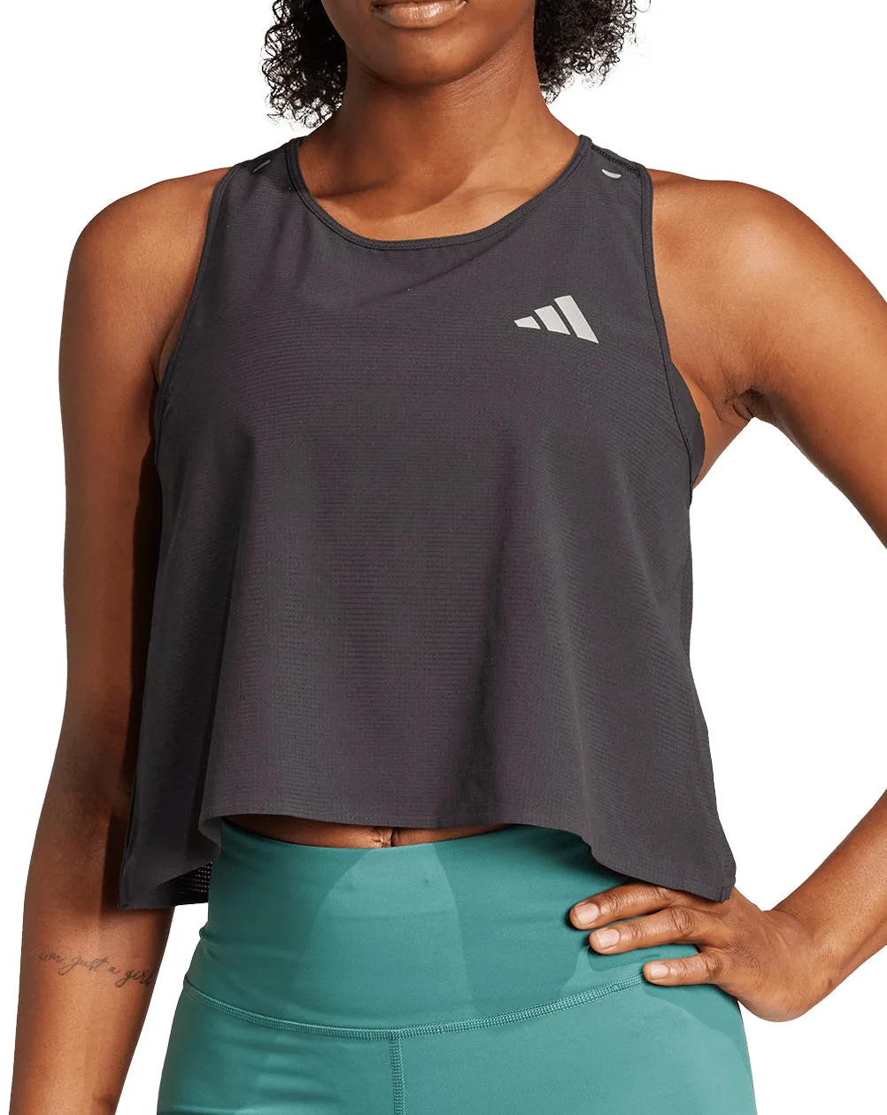 adidas ADI365 ClimaCool  Womens Running Crop Top - Black Rural use Elastic Free