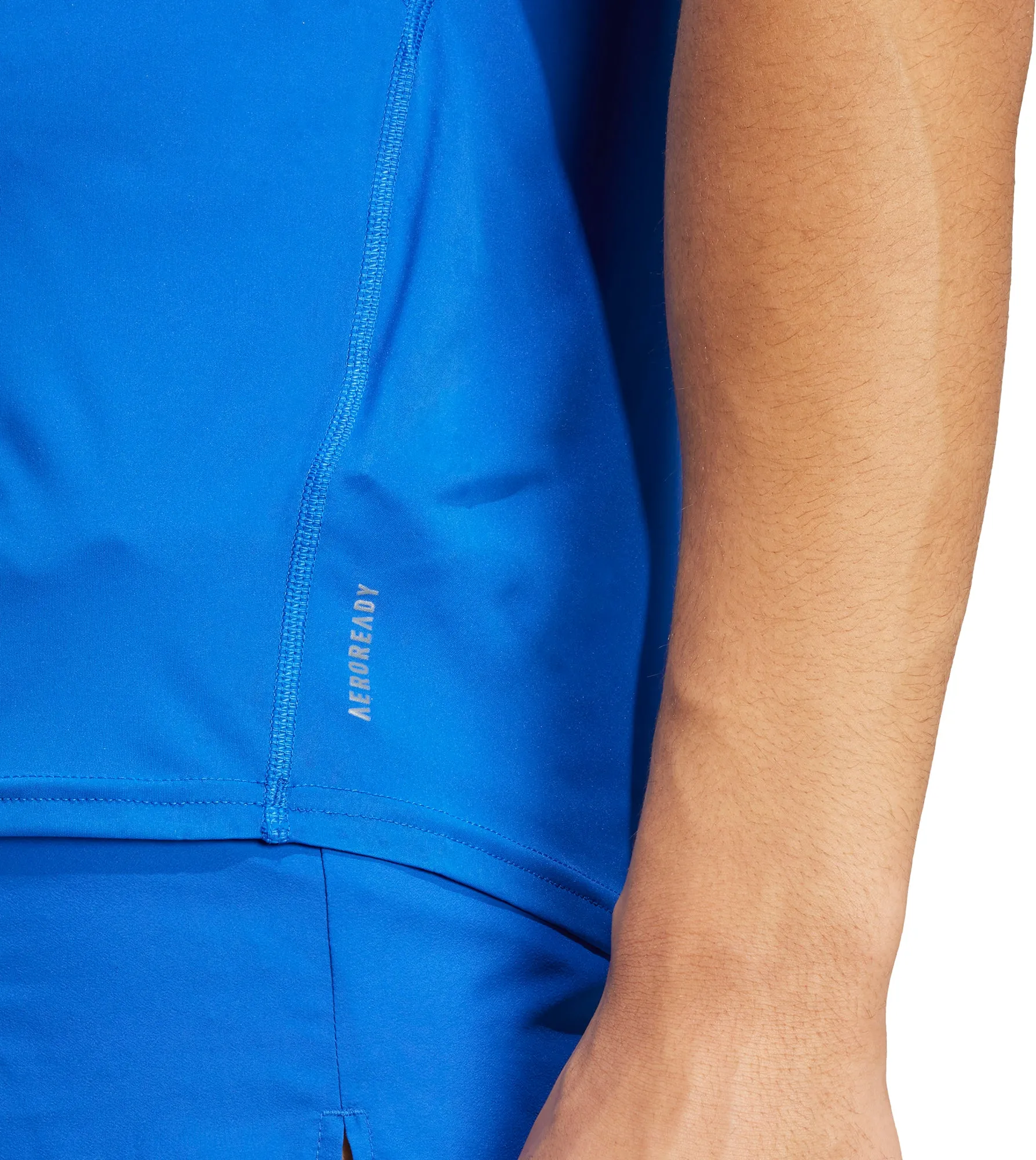 adidas Adizero Essentials Short Sleeve Mens Running Top - Blue Durable Collar Construction Comfortable Piece