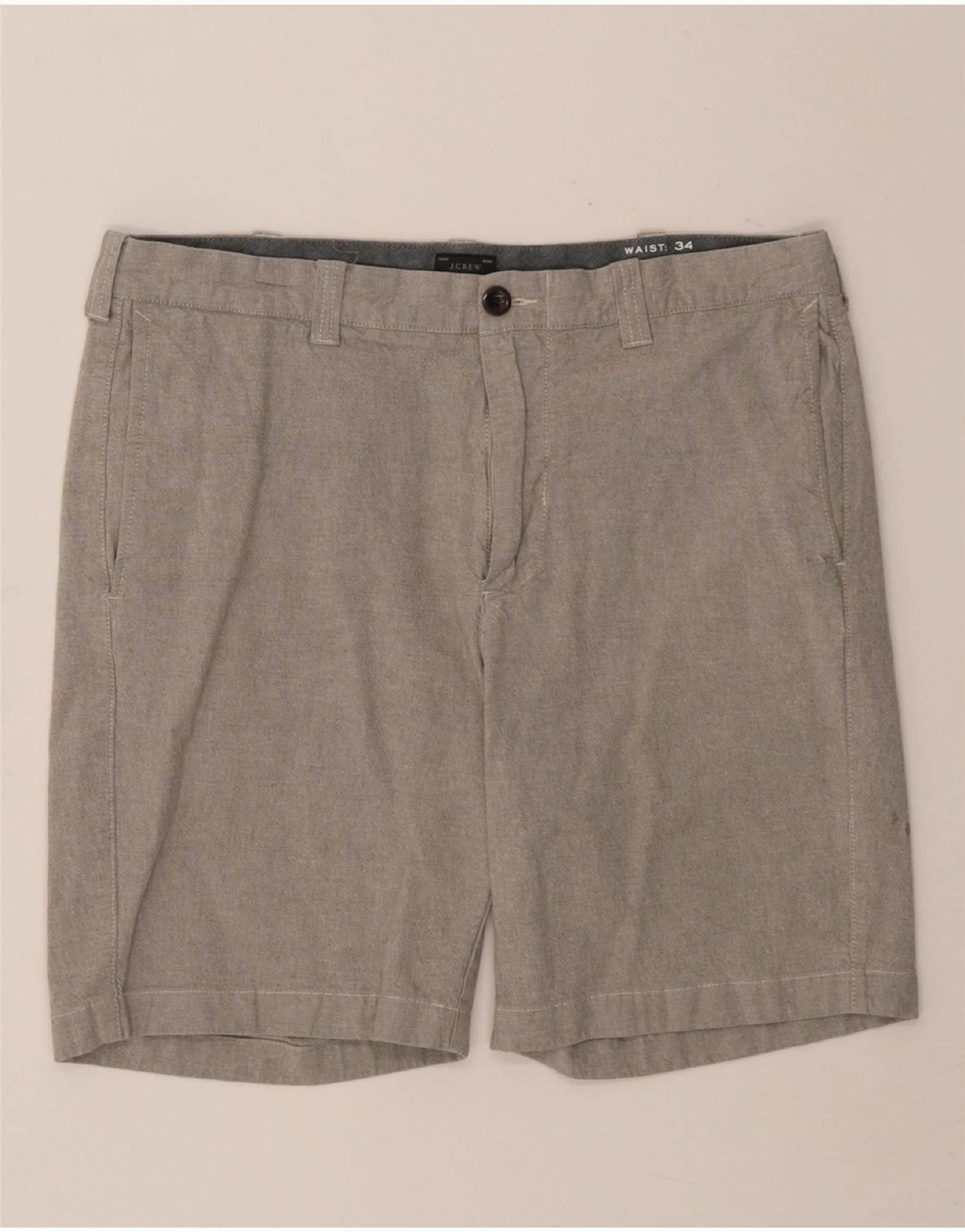 J. CREW Mens Chino Shorts W34 Large Grey Cotton Moisture wicking Fresh Look