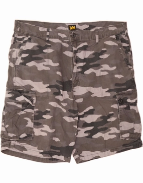 LEE Mens Cargo Shorts W42 2XL  Grey Camouflage Cotton Clean Lines