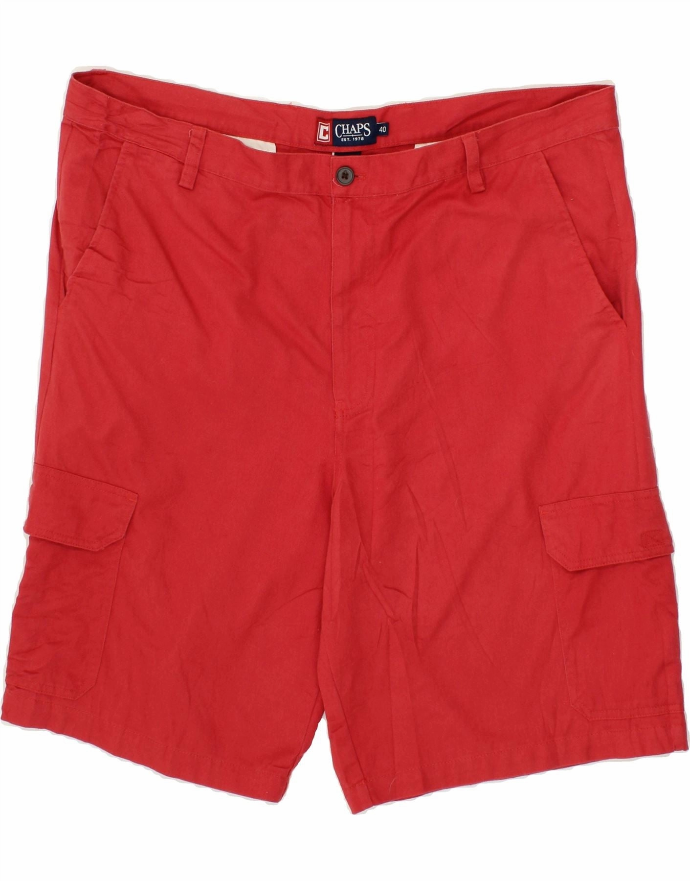 CHAPS Mens Cargo Shorts W40 2XL Red Cotton Travel Flex Water resistant coating