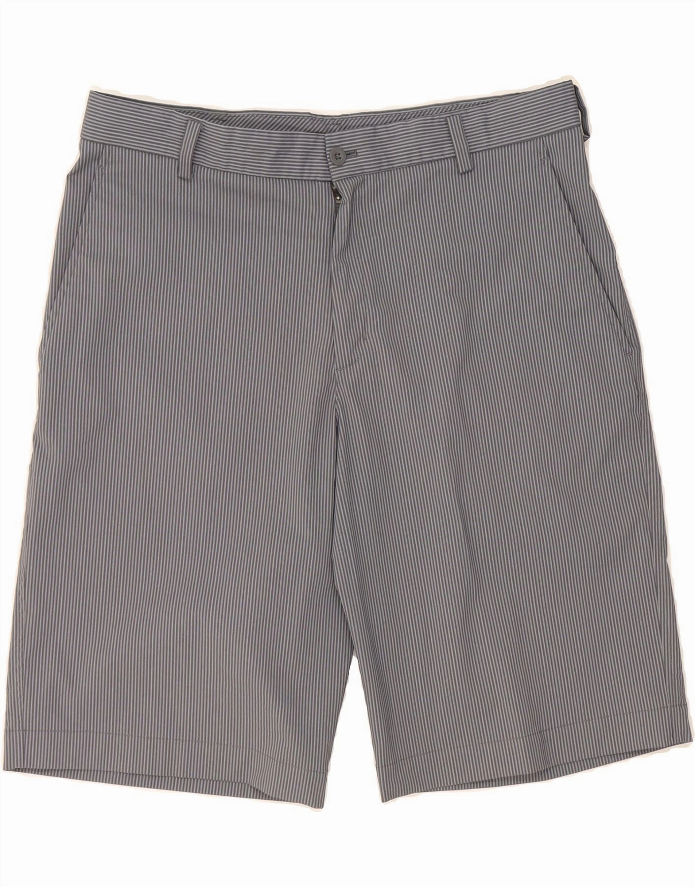 NIKE Mens Chino Shorts W34 Large Grey Pinstripe Polyester souvenir item Day Wear