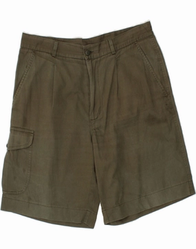 NAVIGARE Mens Pegged Cargo Shorts IT 52 XL W32  Khaki Cotton Motion Flex Fit