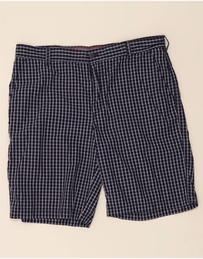 Unisex Secure Closure System IZOD Mens Chino Shorts W36 Large Navy Blue Check Cotton