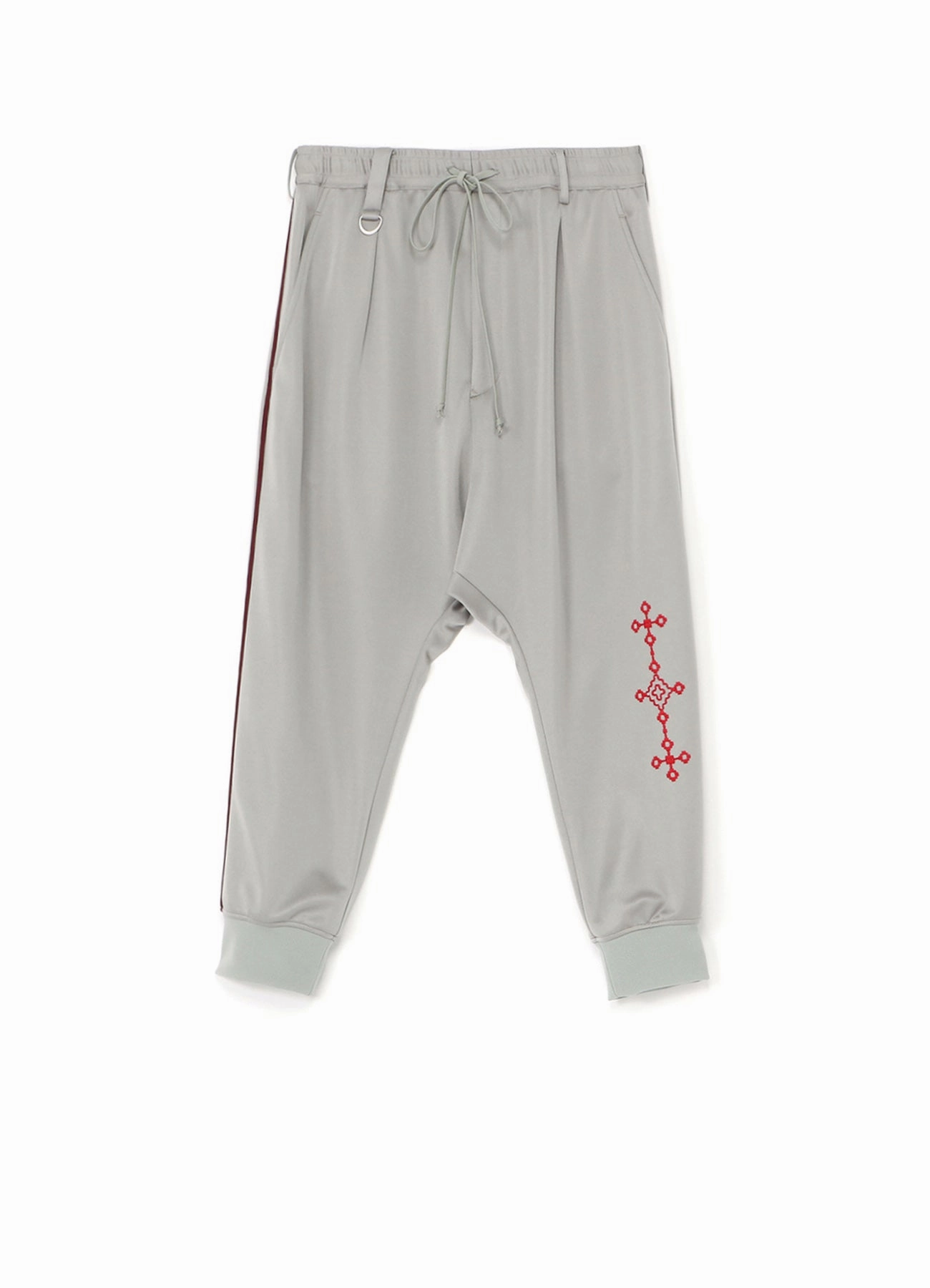 PE/SMOOTH JERSEY GEOMETRIC PATTERN EMBROIDERY SIDE TAPE LINE SAROUEL RIB PANTS Quick Dry Technology