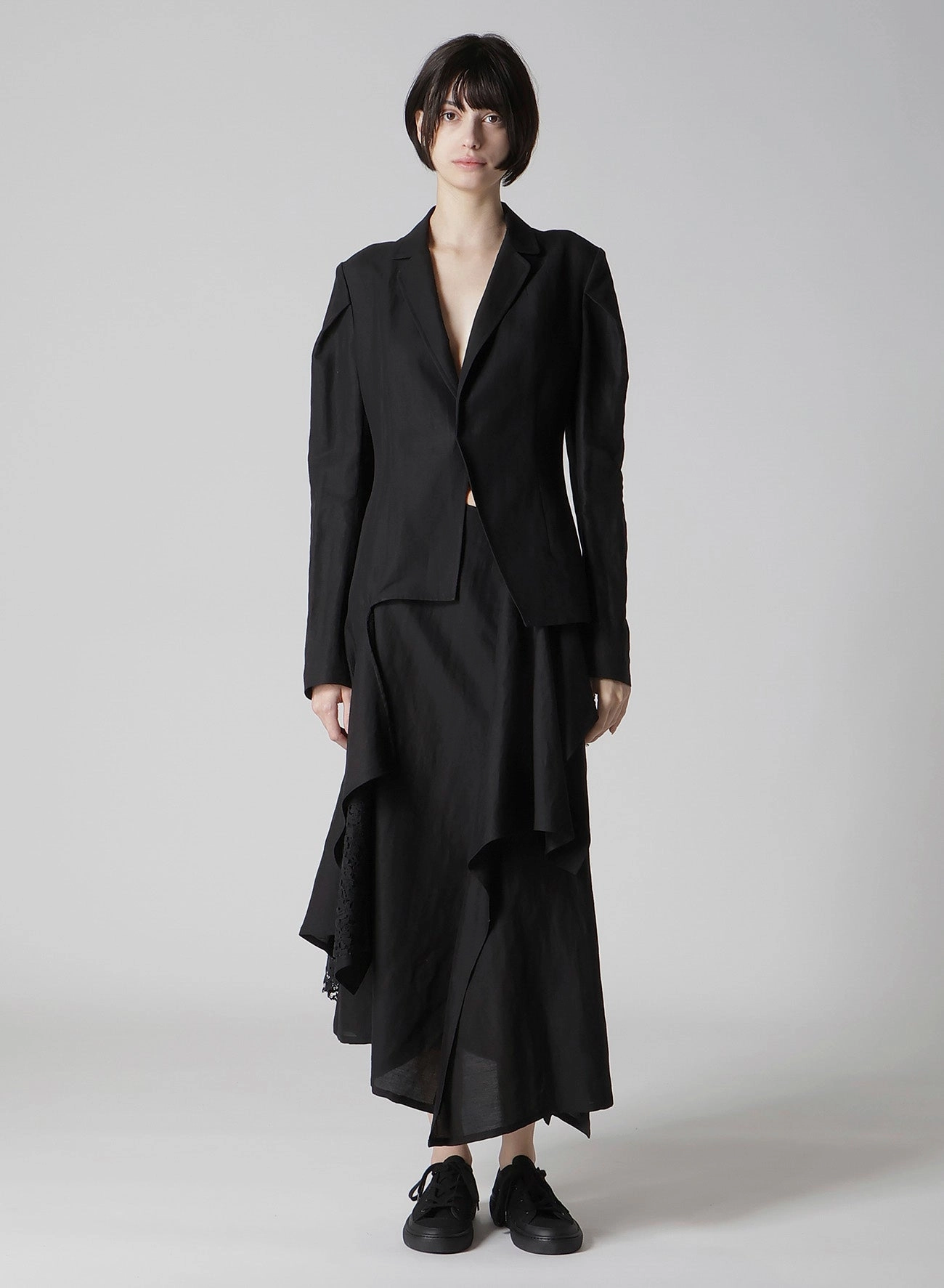 C/Li GABARDINE L DRAPED SKIRT Stretchy Waist Compact Pack