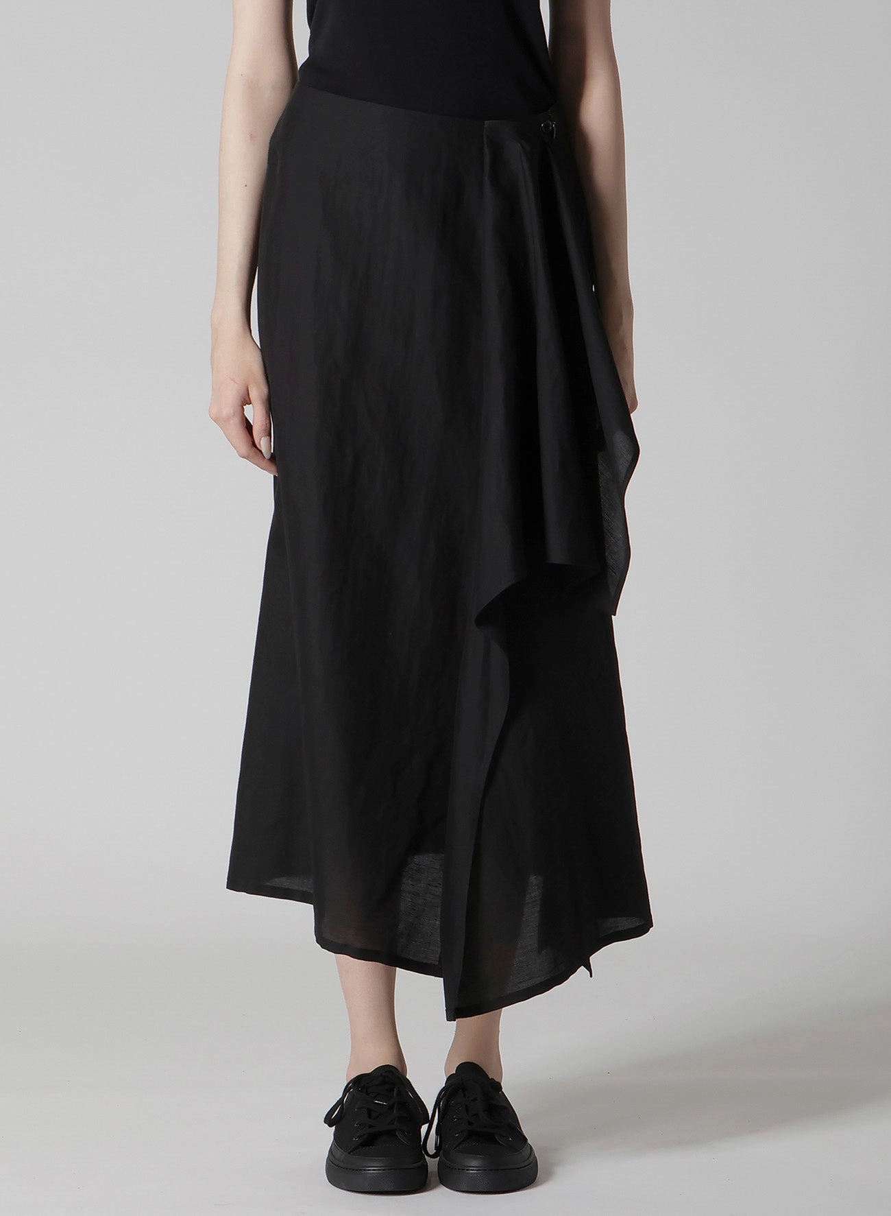 Non Irritating Tags Effortless Style C/Li GABARDINE L DRAPED SKIRT
