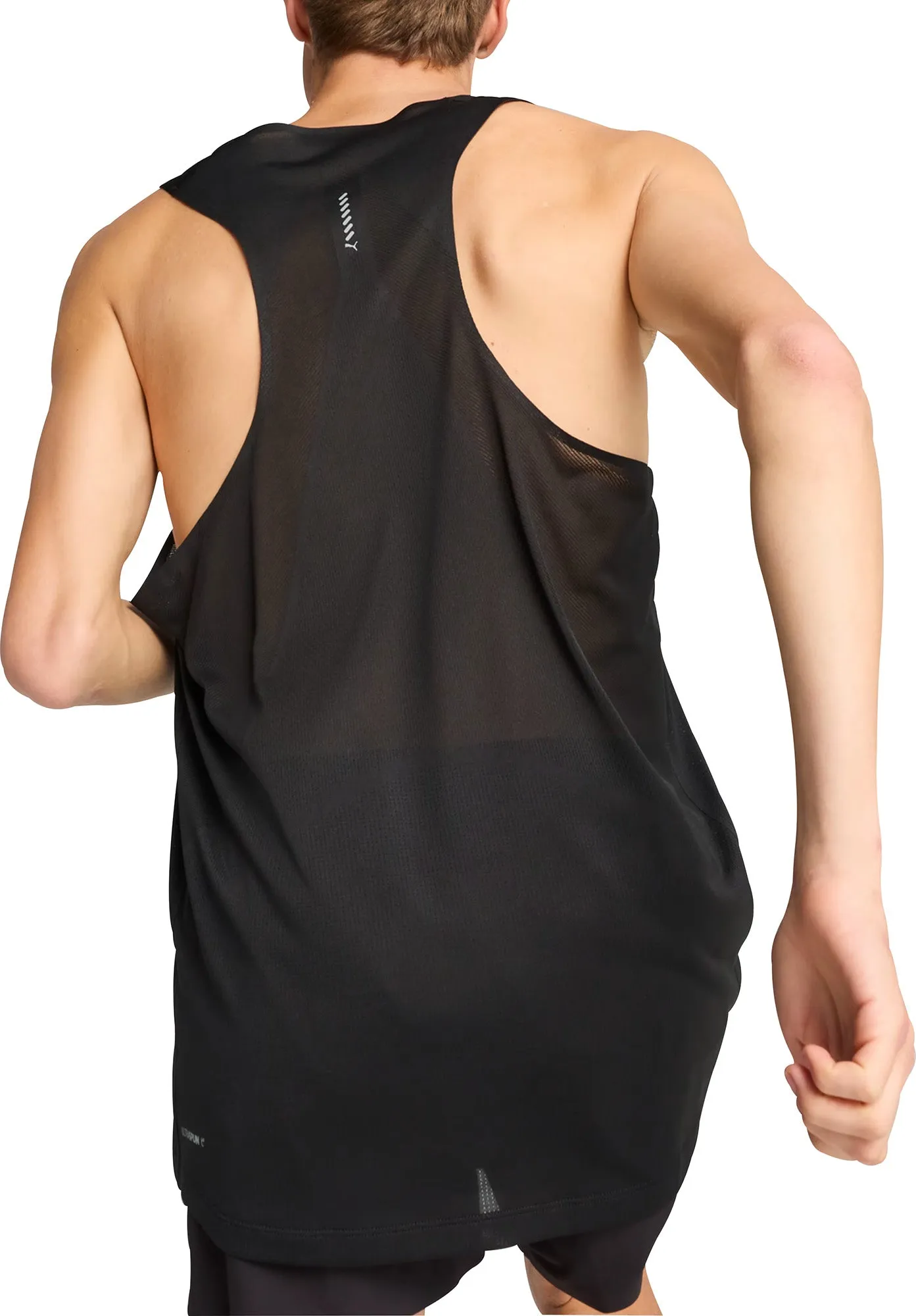Puma Raceday Ultraspun Mens Running Vest - Black Breathable mesh panel