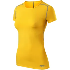 TCA Pro Performance Womens Short Sleeve Baselayer Running Top - Yellow AntiPilling WrinkleResistant