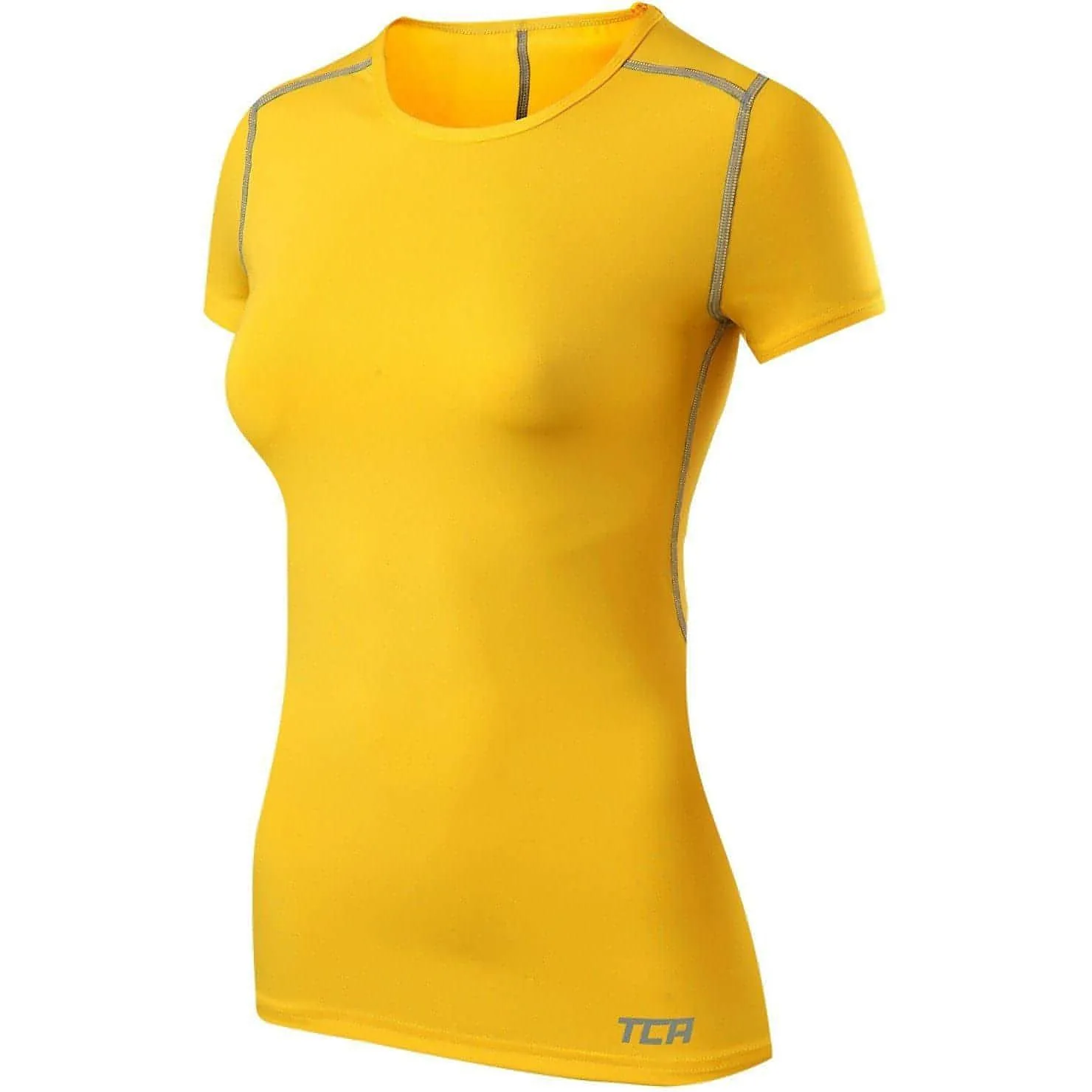 TCA Pro Performance Womens Short Sleeve Baselayer Running Top - Yellow AntiPilling WrinkleResistant