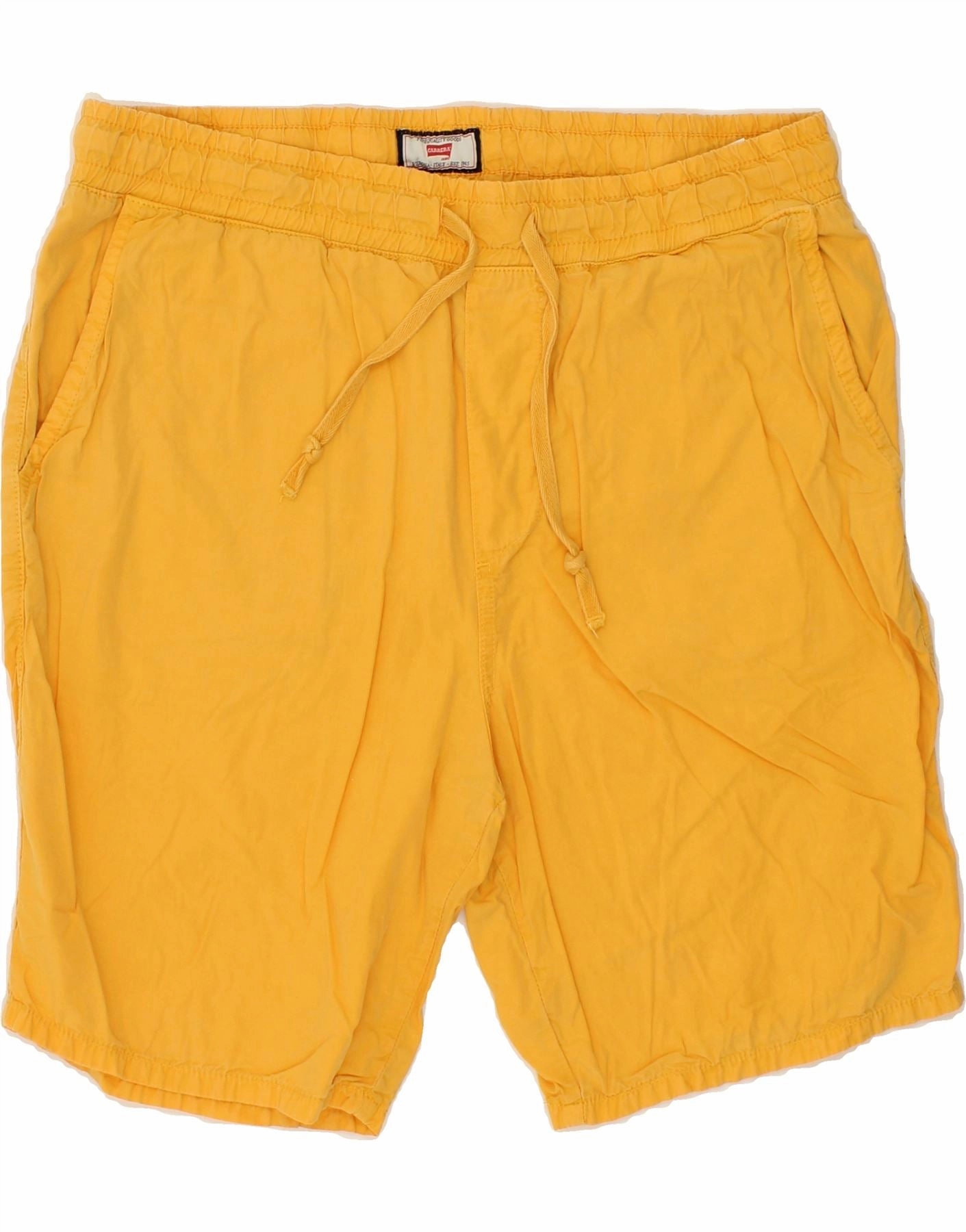 CARRERA Mens Casual Shorts Large W34  Yellow Cotton Stretchable Material Geometric Pattern