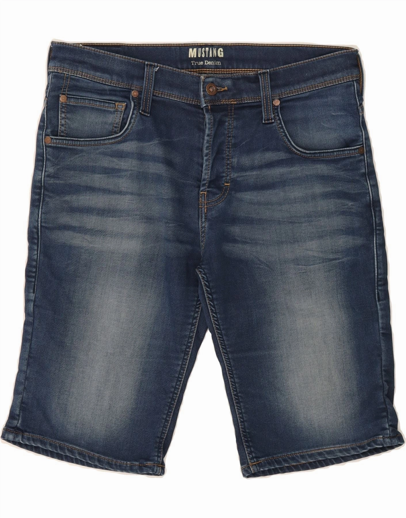 All Occasion MUSTANG Mens Denim Shorts W34 Large Blue Cotton