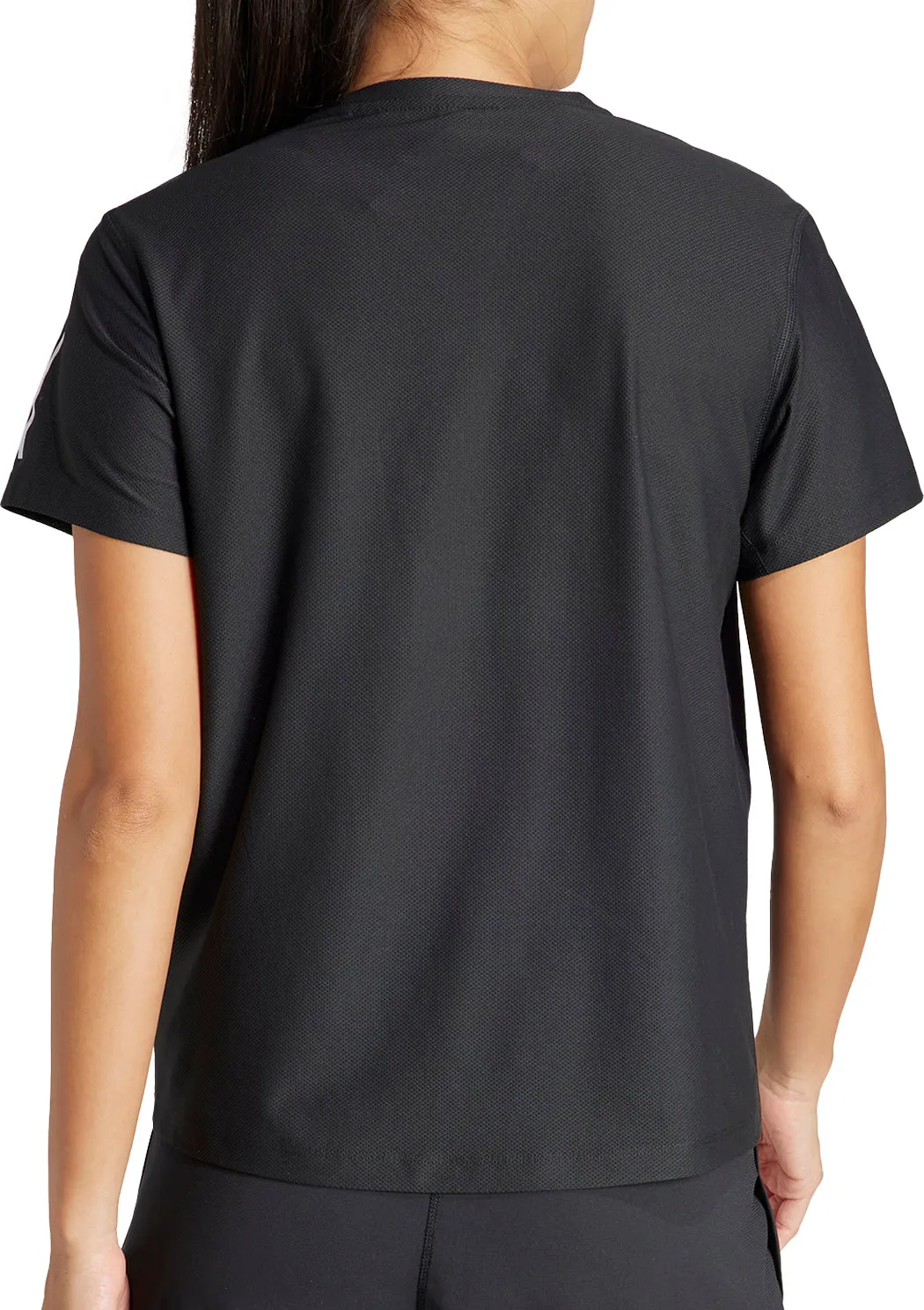 adidas Own The Run Short Sleeve Womens Running Top - Black Basic Layer Antibacterial Treatment