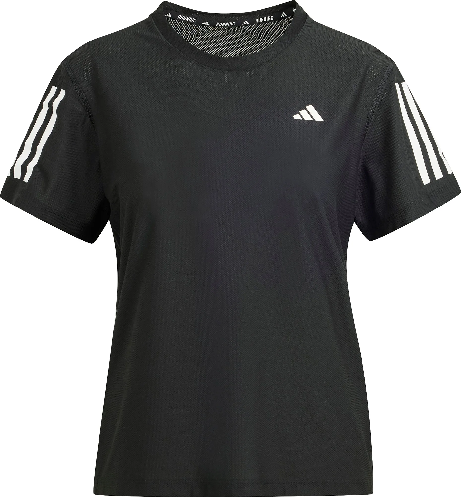 adidas Own The Run Short Sleeve Womens Running Top - Black High Density Cotton Seasonal Layer