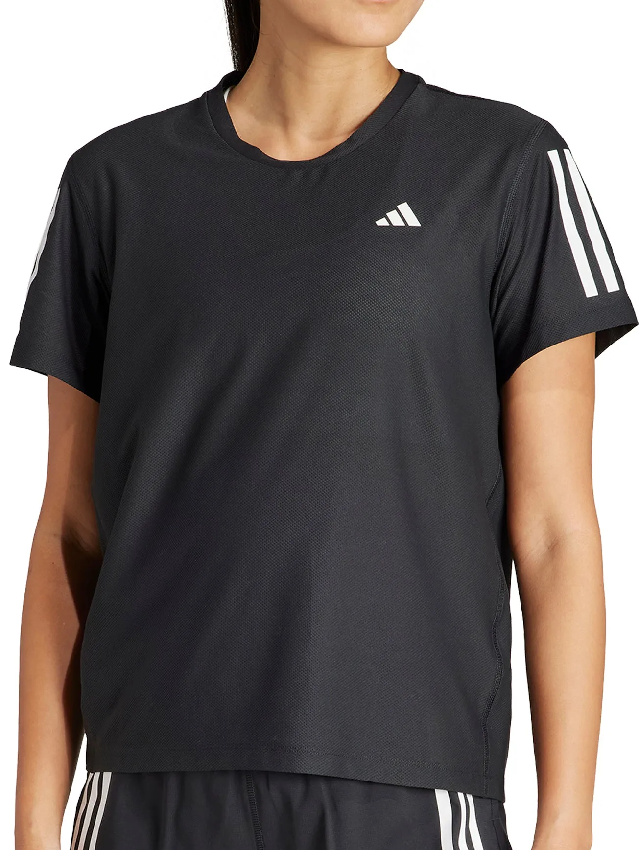 adidas Own The Run Short Sleeve Womens Running Top - Black Sporty Style Wear Chic Comfort