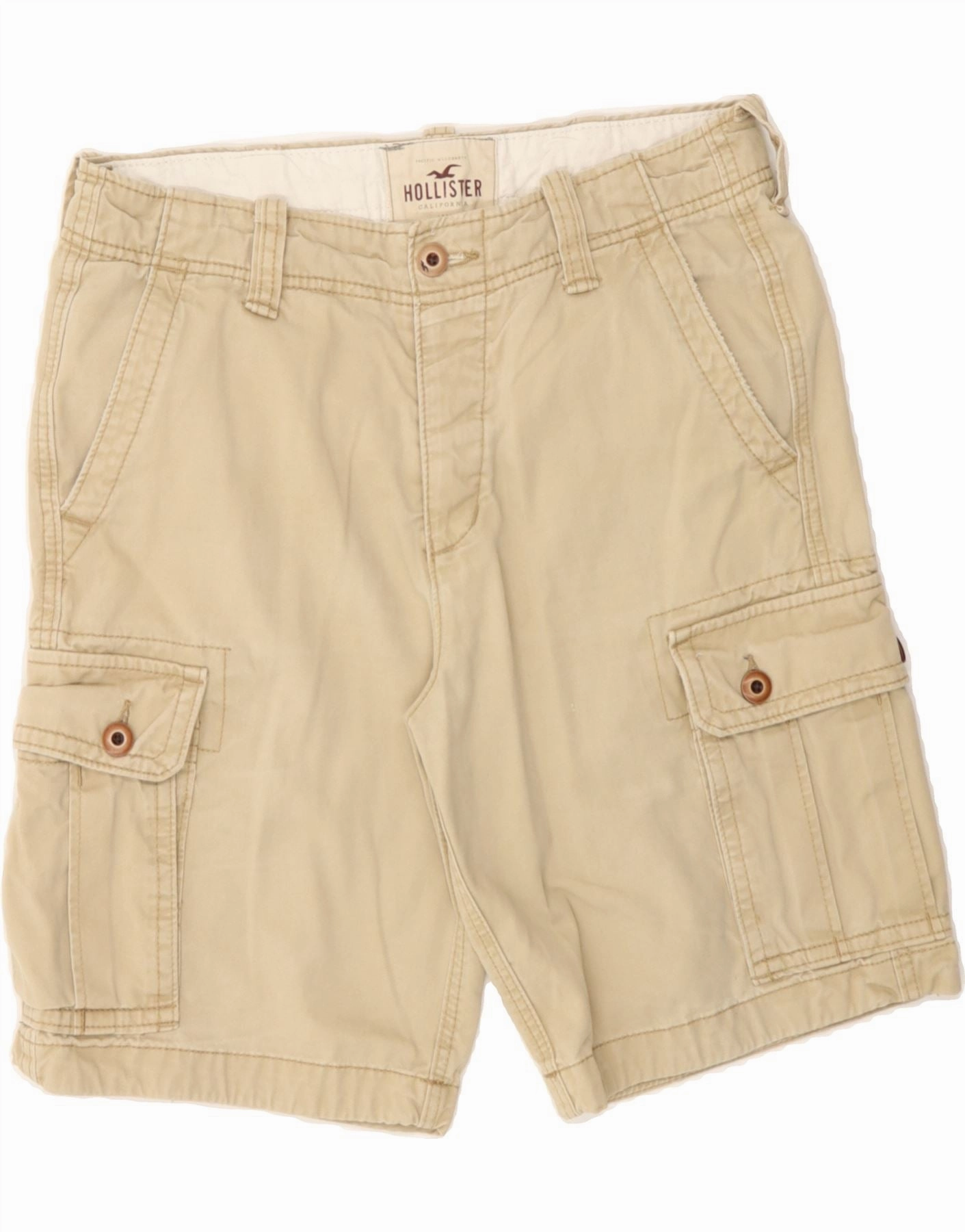 Abrasion Resistant Surface HOLLISTER Mens California Cargo Shorts W32 Medium Beige Cotton