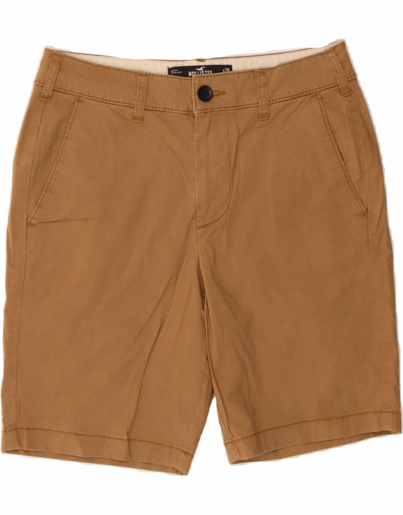 HOLLISTER Mens Chino Shorts W28 Small  Brown Cotton Chill Vibes Fit Quick Response Fit