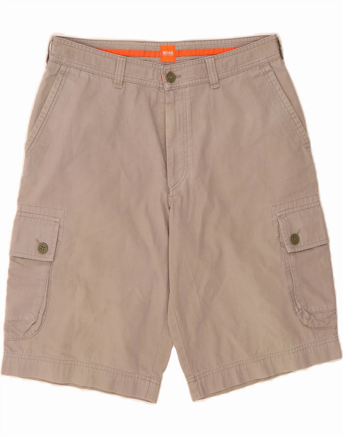 HUGO BOSS Mens Cargo Shorts IT 50 Large W33 Grey Cotton Anti Slip Waist Grip hoodie