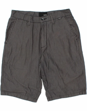 Bold Statement Double Stitched Seams HURLEY Mens Chino Shorts W30 Medium  Grey Pinstripe Cotton