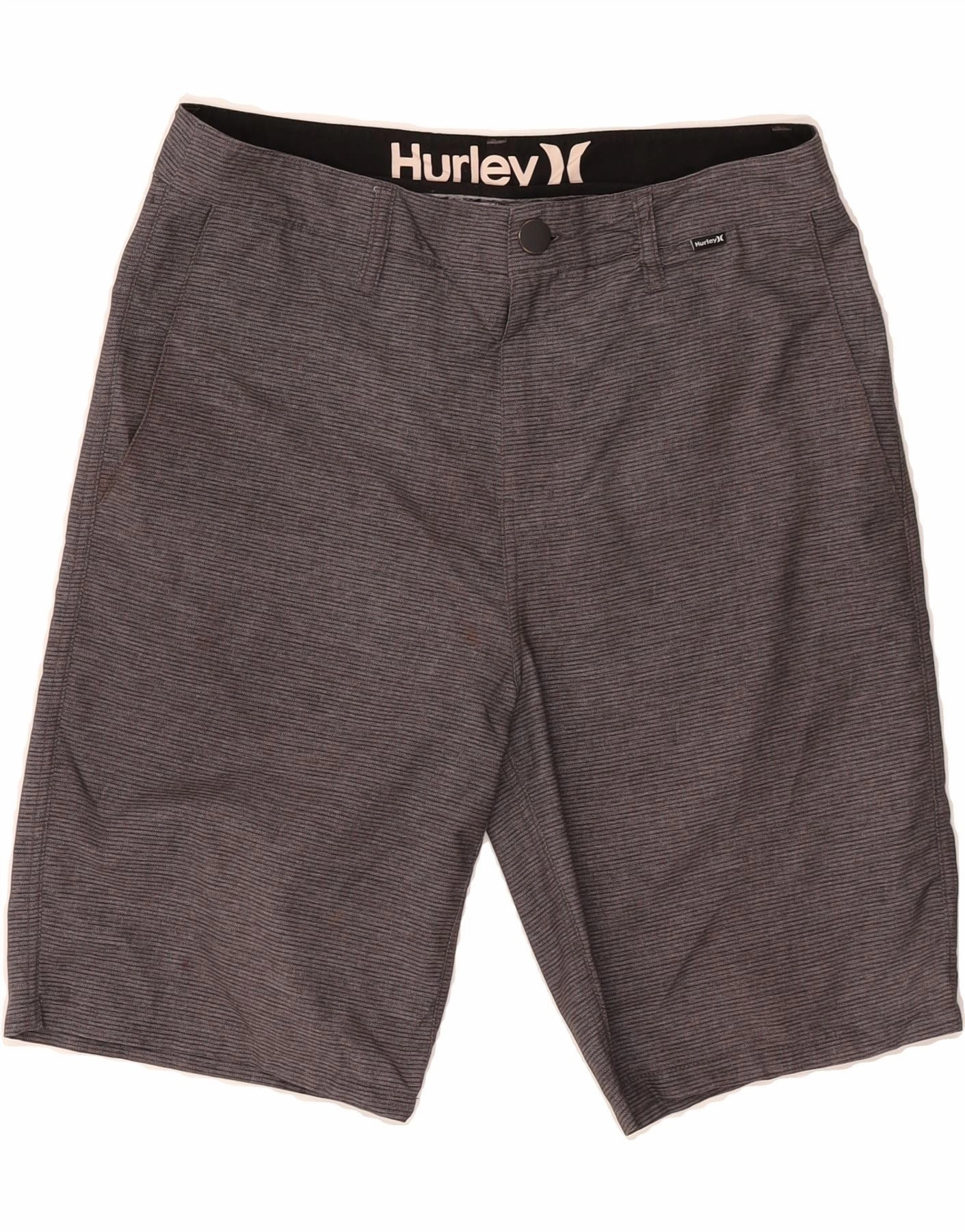 Sporty Fit Rough texture HURLEY Mens Chino Shorts W30 Medium Grey Pinstripe Polyester