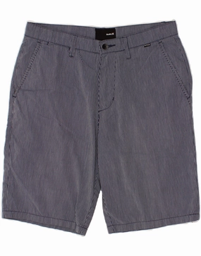 Wide Leg Opening HURLEY Mens Chino Shorts W30 Medium Navy Blue Pinstripe