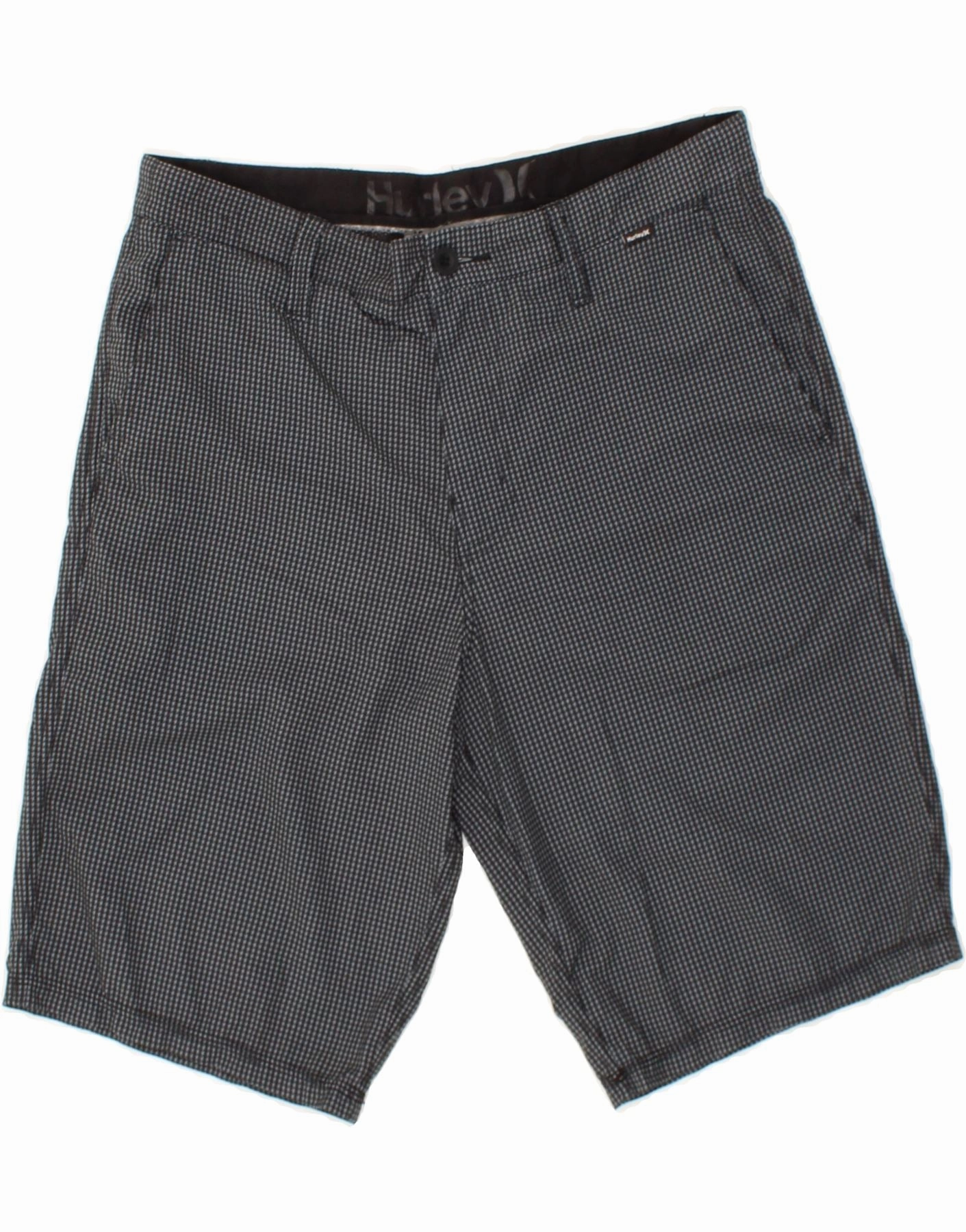 Flexible Comfort HURLEY Mens Chino Shorts W32 Medium  Grey Houndstooth Polyester