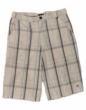 HURLEY Mens Chino Shorts W32 Medium White Check Cotton All Day Comfort Fit