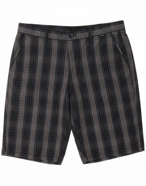 HURLEY Mens Chino Shorts W34 Large  Grey Check Cotton garden party wear Simple Waist
