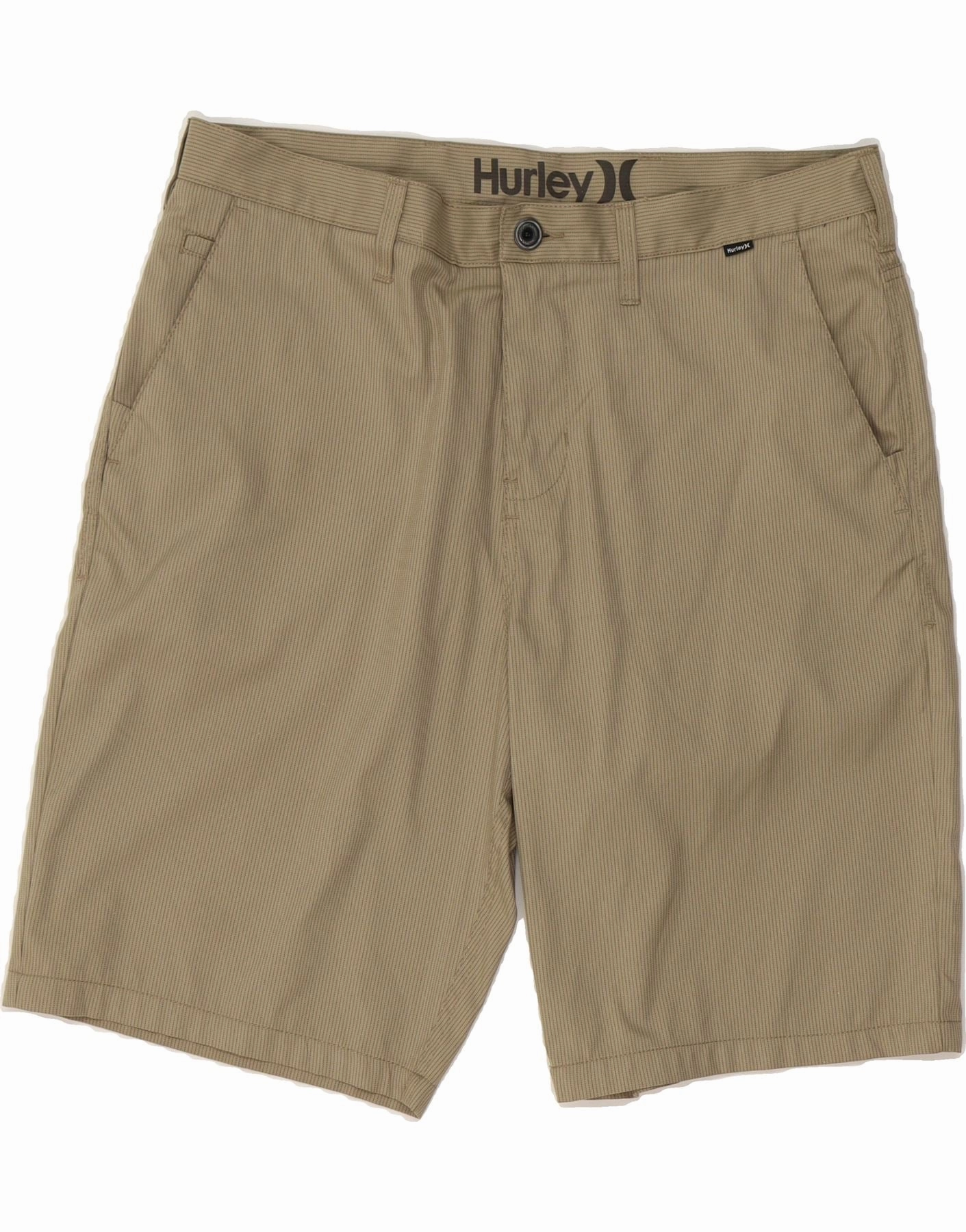 HURLEY Mens Chino Shorts  W36 Large Beige Pinstripe Polyester Cross Ventilation Channels