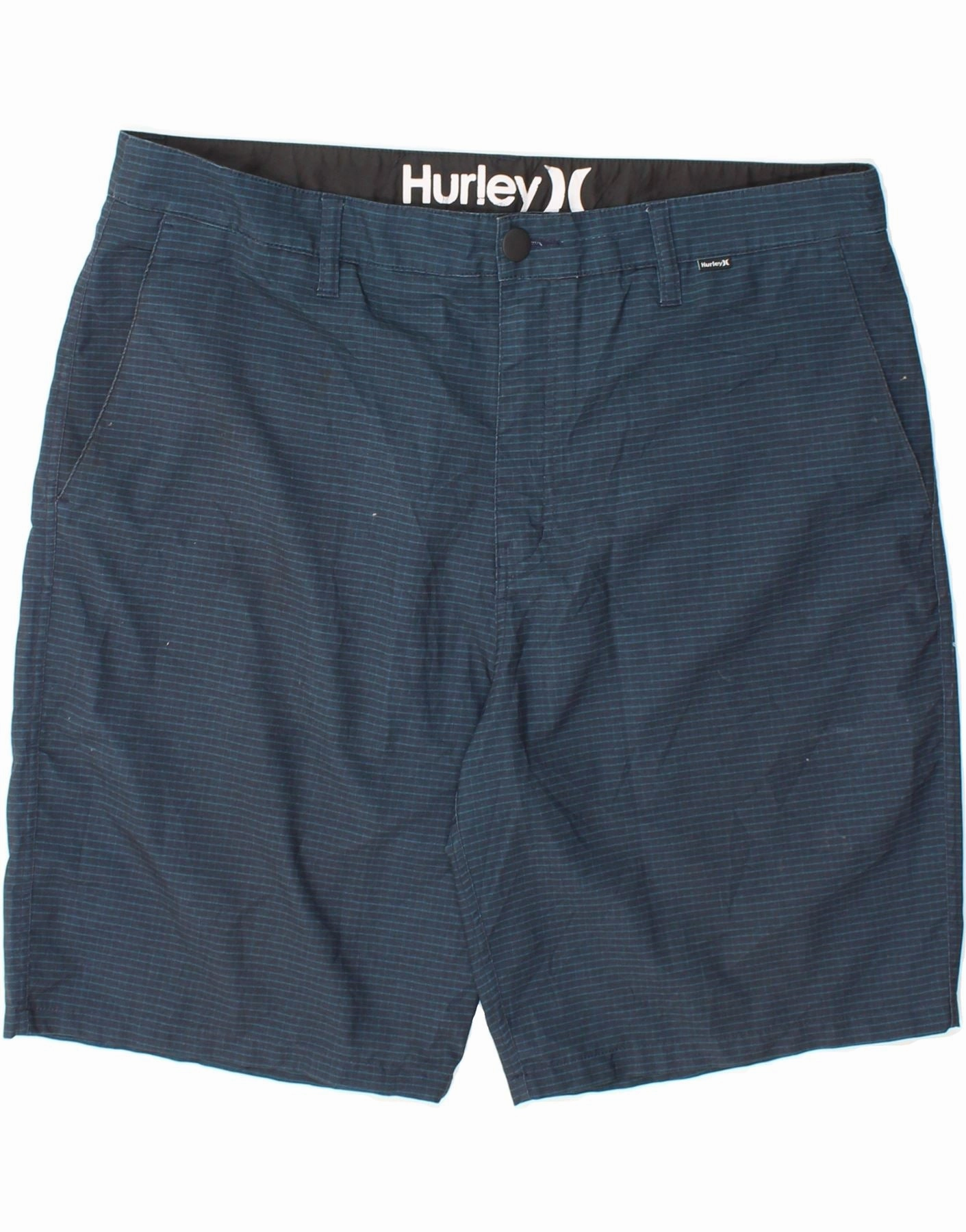 HURLEY Mens Chino Shorts W36 Large Navy Blue Striped Polyester Luxury Brand