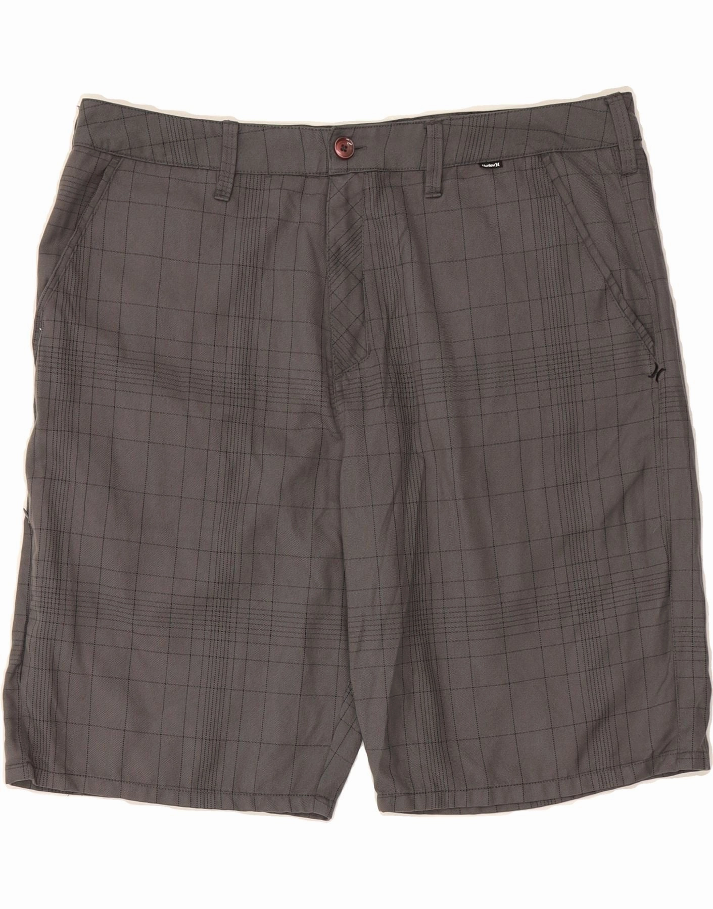 HURLEY Mens Chino Shorts W38 XL  Grey Check Sleek Design Clean Finish