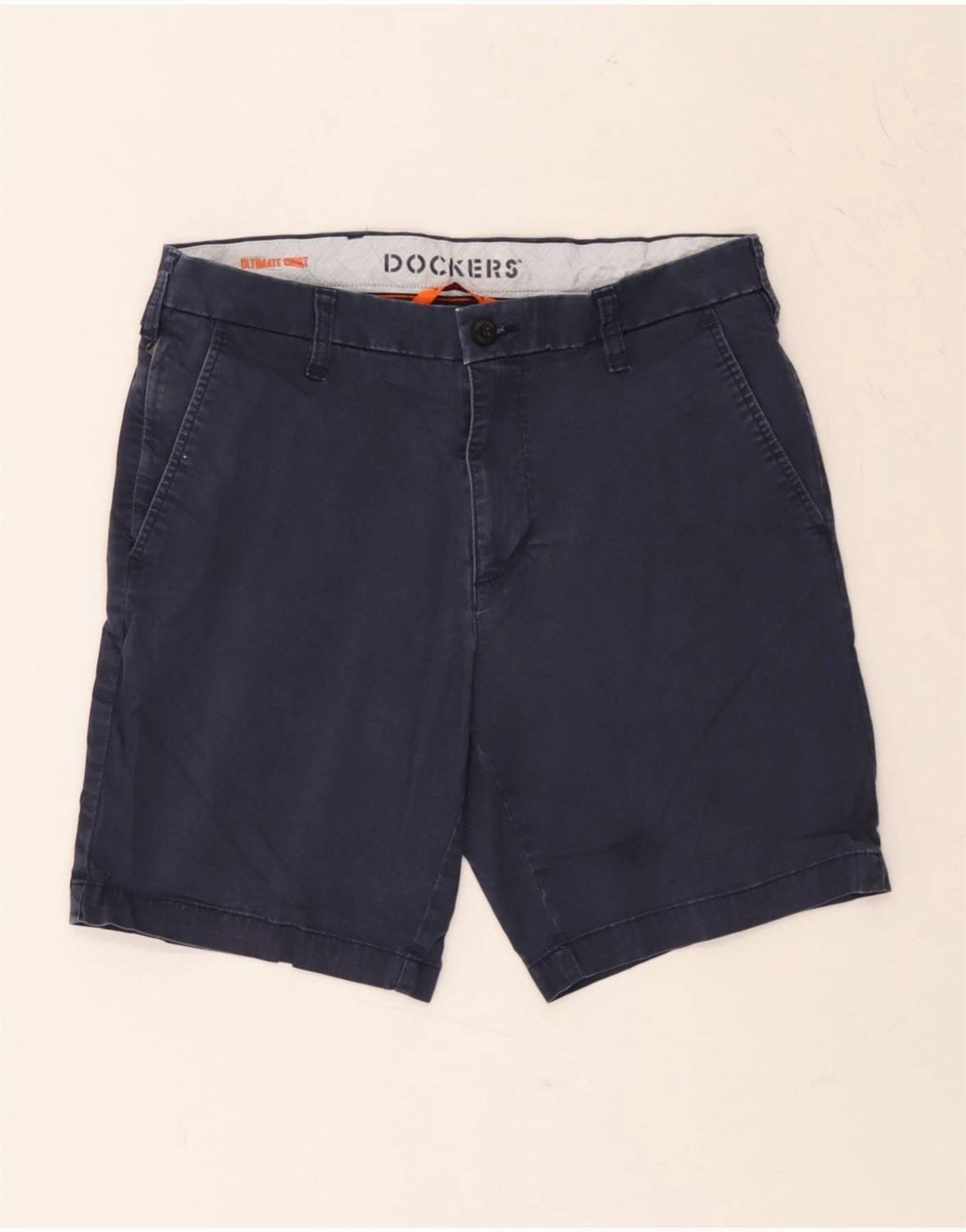 Minimal Waist Linen blend DOCKERS Mens Chino Shorts W32 Medium Navy Blue Cotton