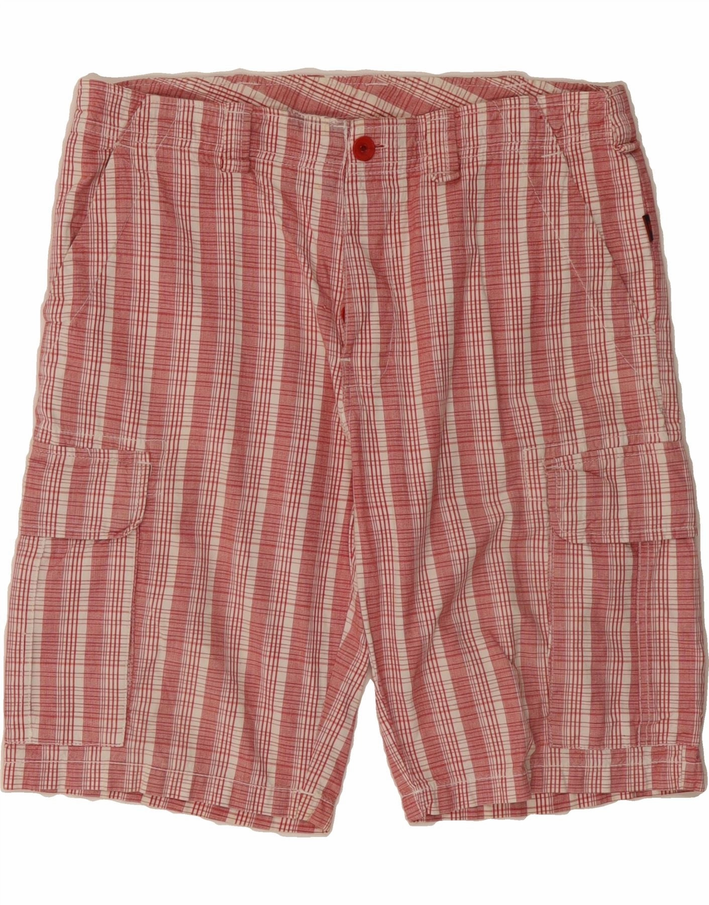 Urban Wear KAPPA Mens Cargo Shorts IT 48 Medium W34 Red Check Cotton