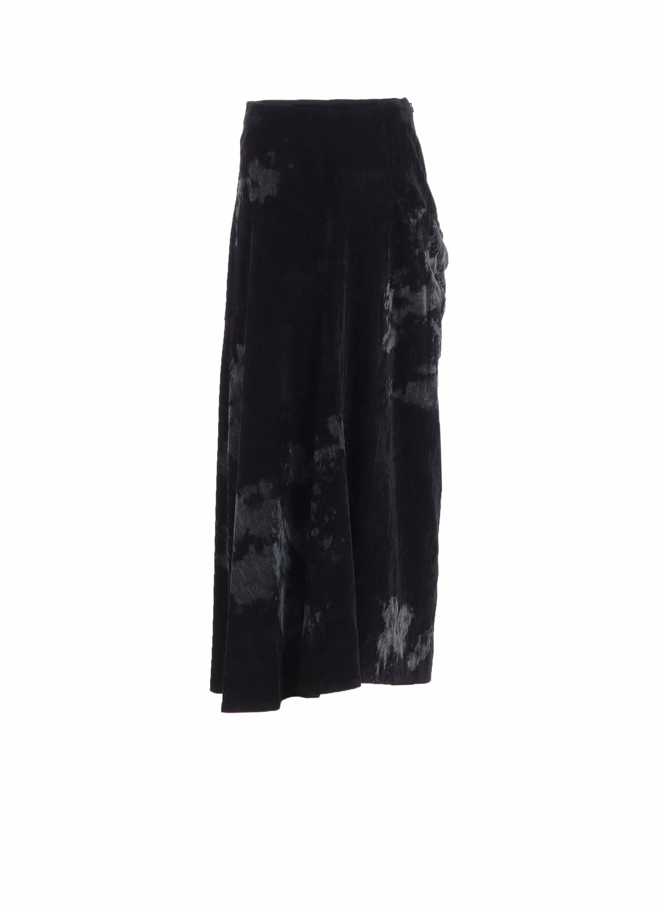 DISCHARGE-PRINTED VELVET SIDE DRAPE SKIRT Flared bottom Perfect Layer