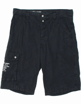 CAPE HORN Mens Cargo Shorts IT 50 Large W34  Navy Blue Cotton Light Layer Secure Zipper Closure