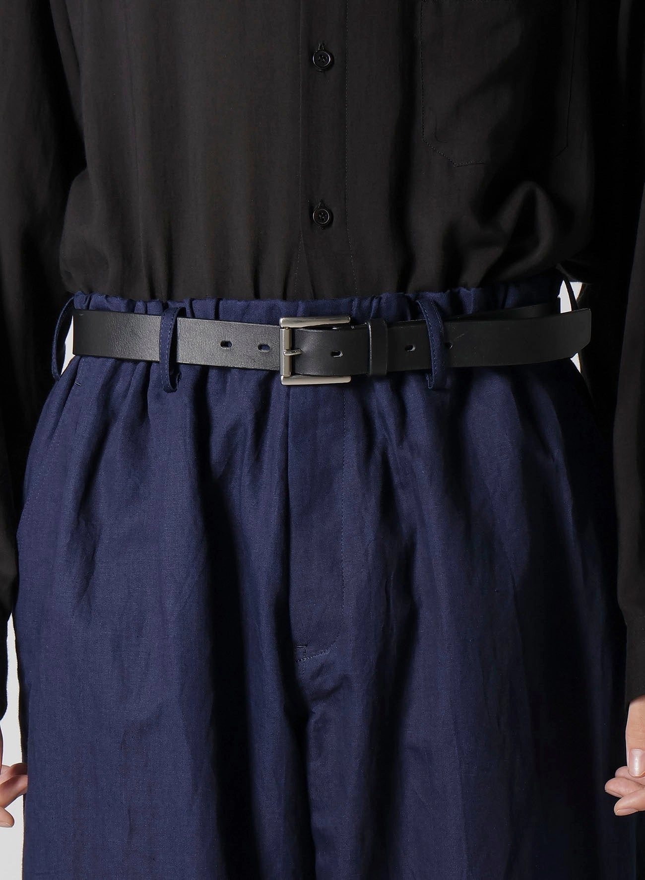 INDIGO DYEING COTTON LINEN DOUBLE STITCH PANTS ElasticWaist Easy Travel