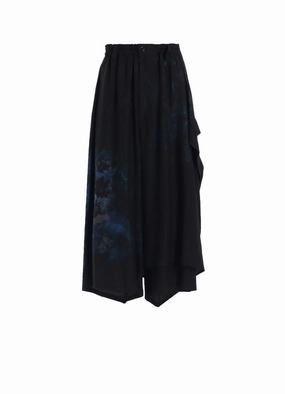 FLOWER/LACE-PREINT DUNGAREE TWILL PANTS Flexible Knees