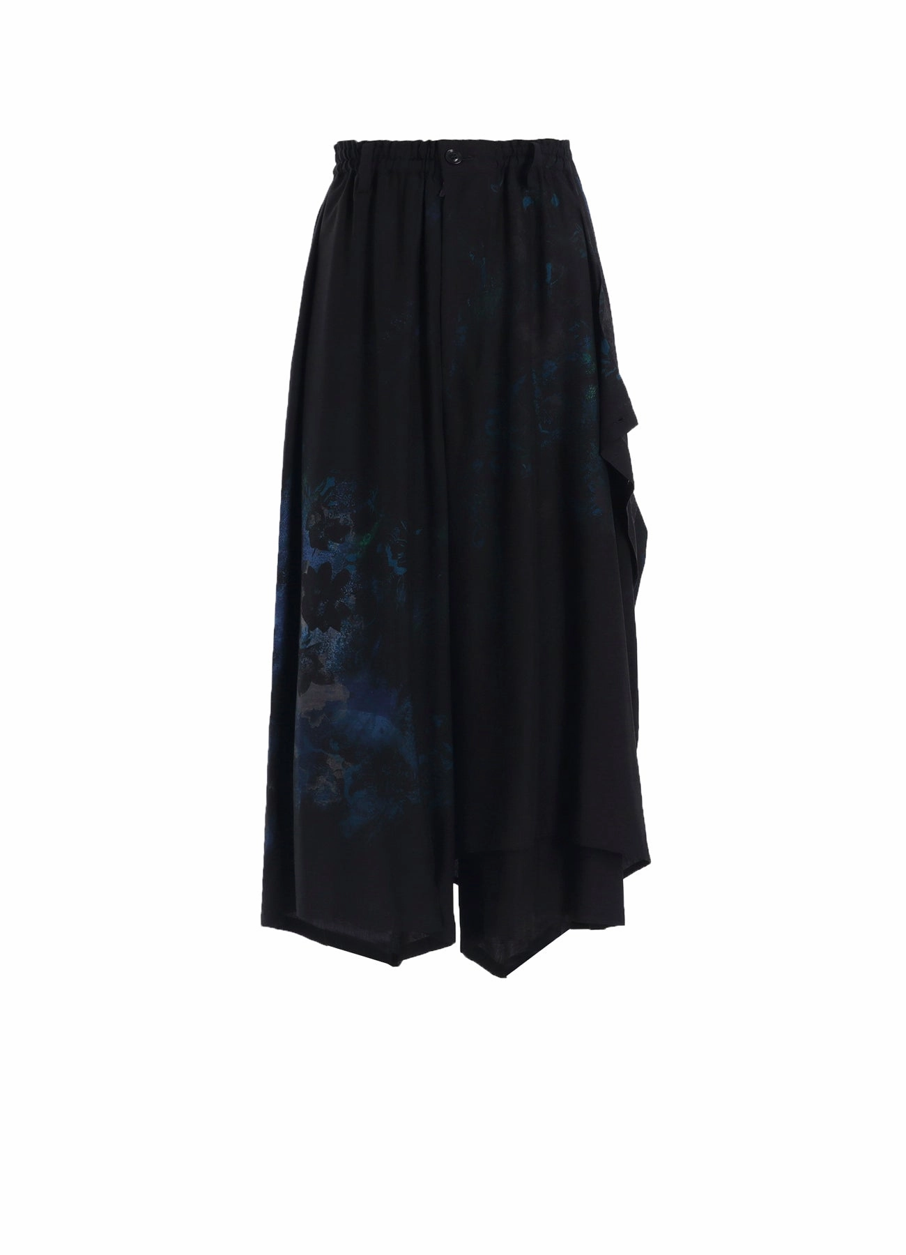 FLOWER/LACE-PREINT DUNGAREE TWILL PANTS Flexible Knees