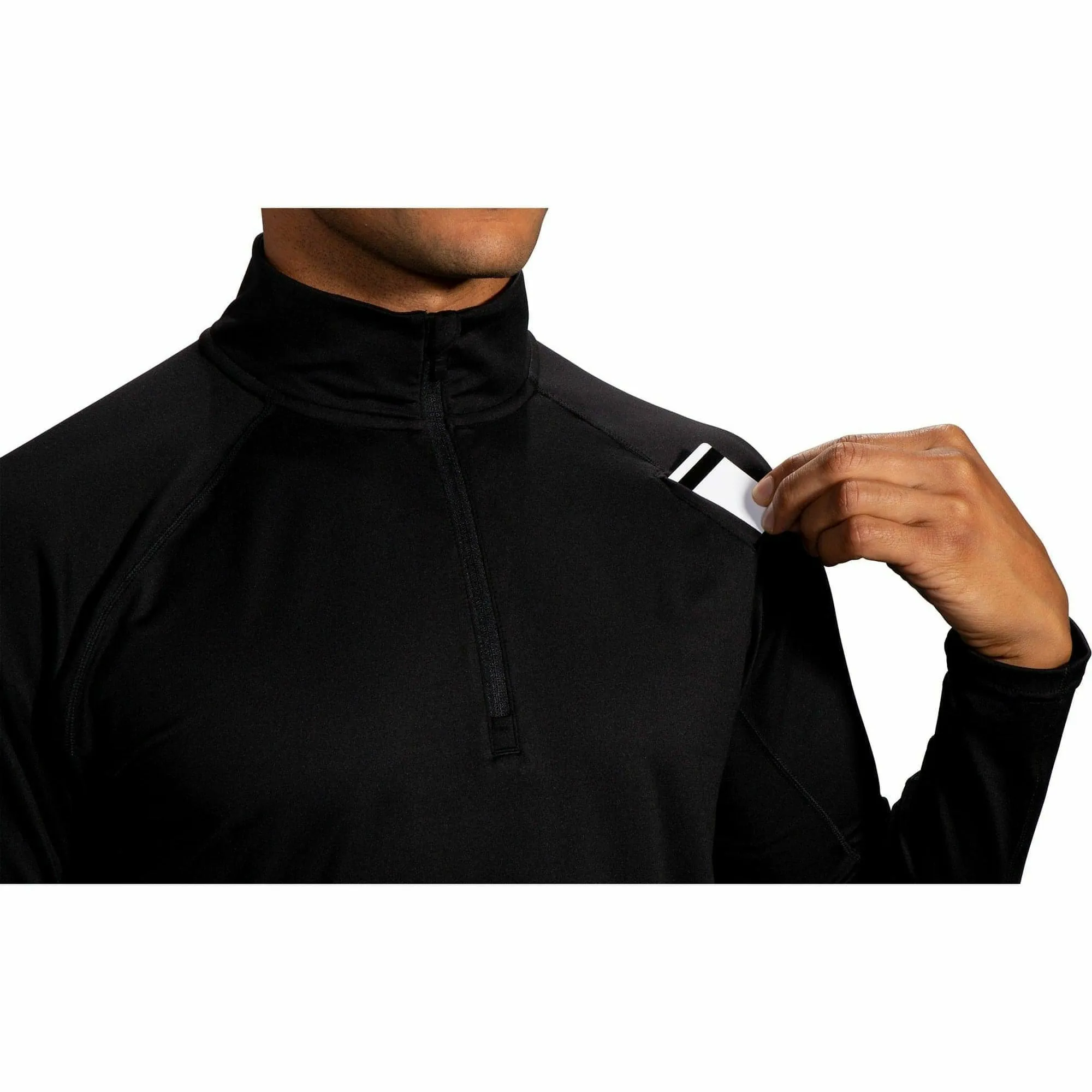 Outdoor Trend Look Soft touch finish Brooks Dash Half Zip Long Sleeve Mens Running Top - Black