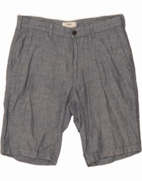 Glide On Waist System MARKS & SPENCER Mens Chino Shorts W32 Medium Blue Pinstripe Cotton