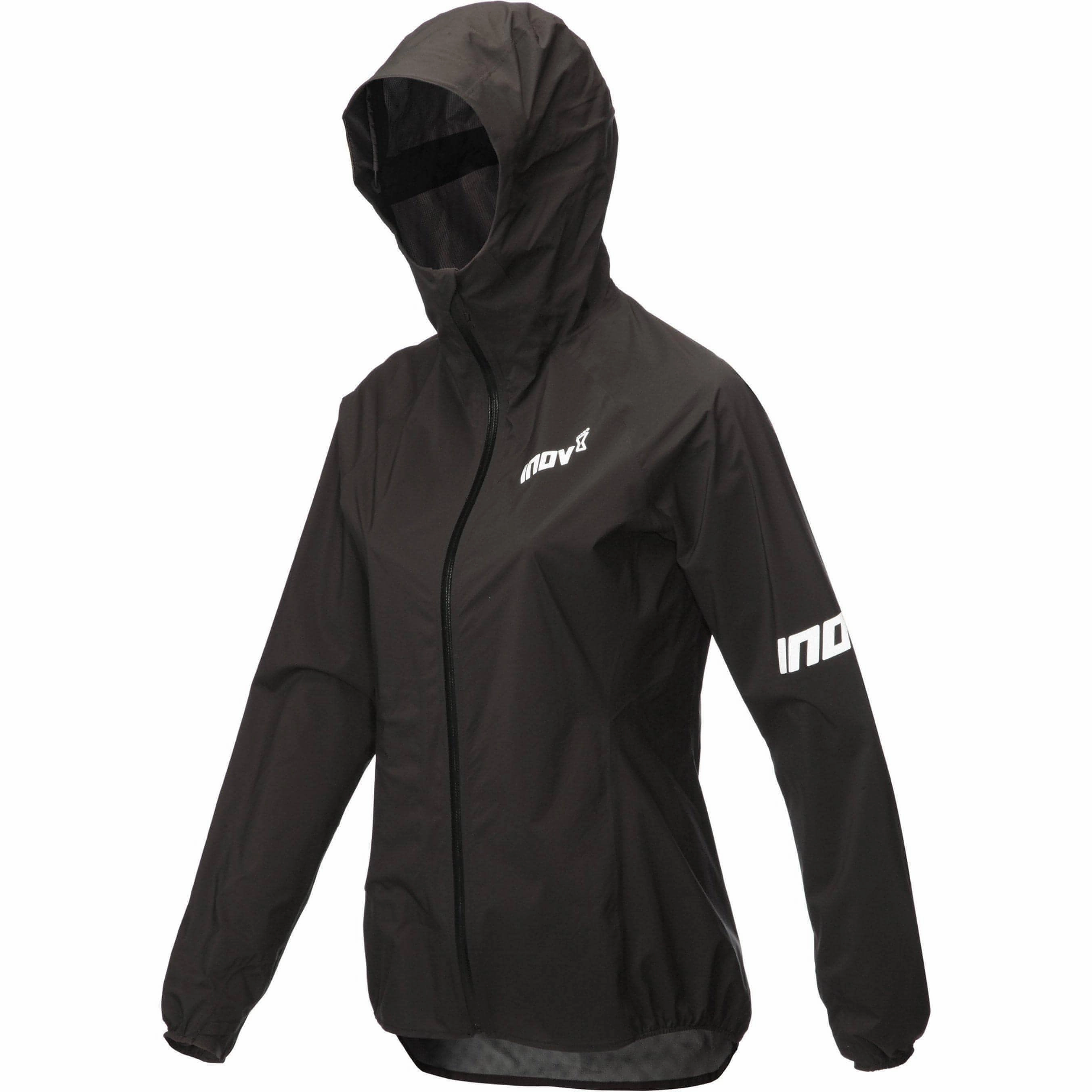 Non Restrictive Collar High-Performance Wear Inov8 Stormshell Waterproof Womens Running Jacket - Black