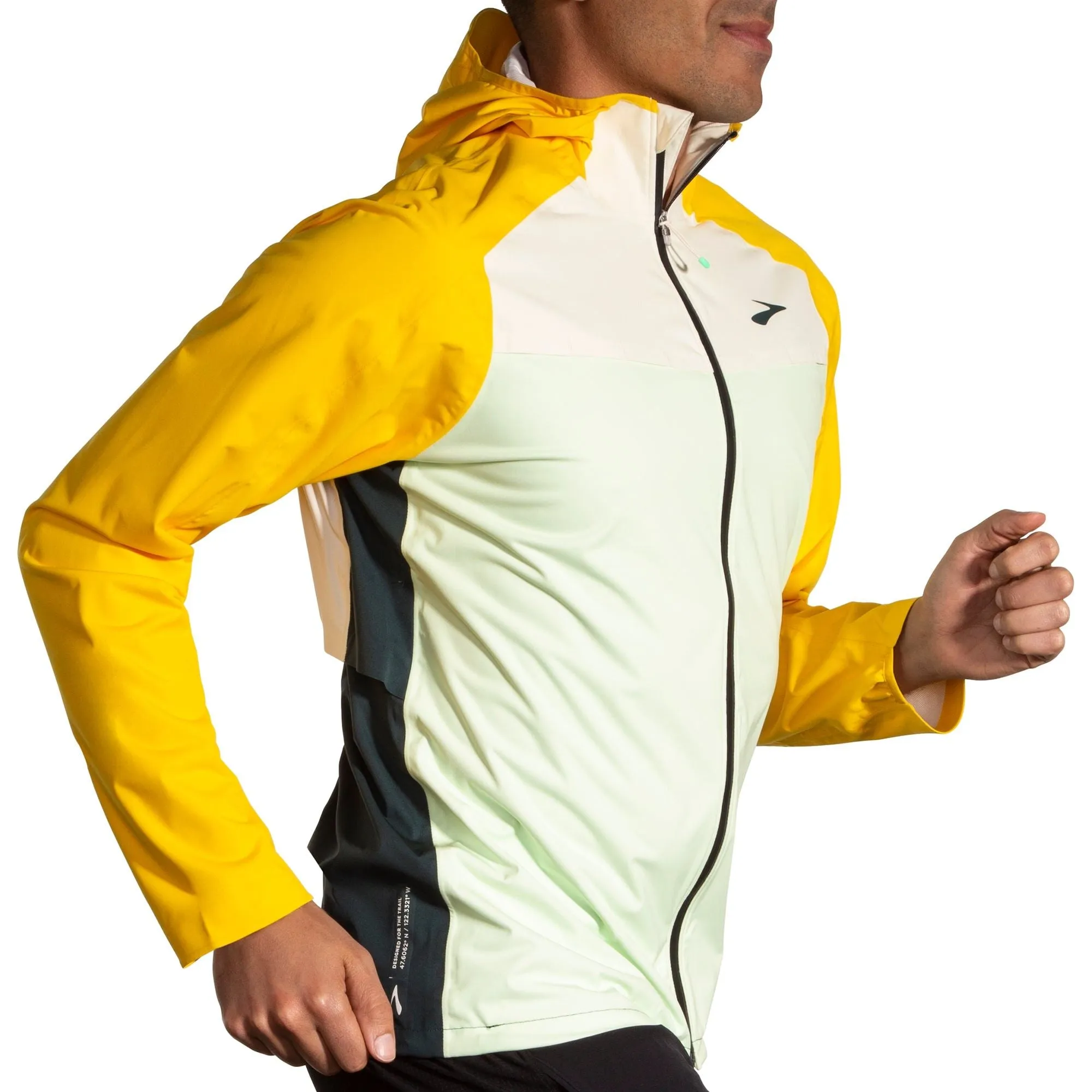 Brooks High Point Waterproof Mens Running Jacket - Yellow Everyday Look Cozy Touch