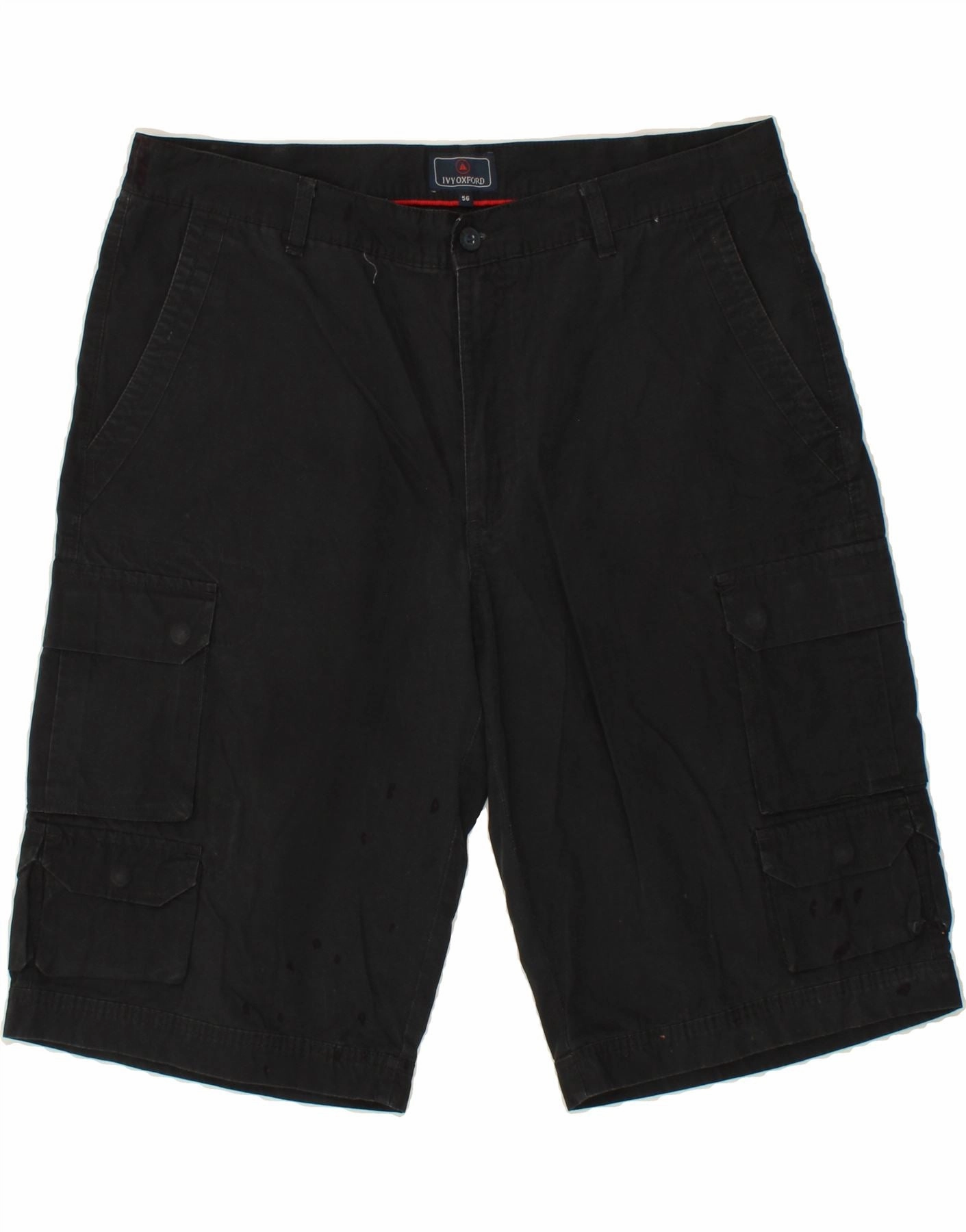IVY OXFORD Mens Cargo Shorts IT 56 3XL W38 Black Cotton Odor Resistant Coating