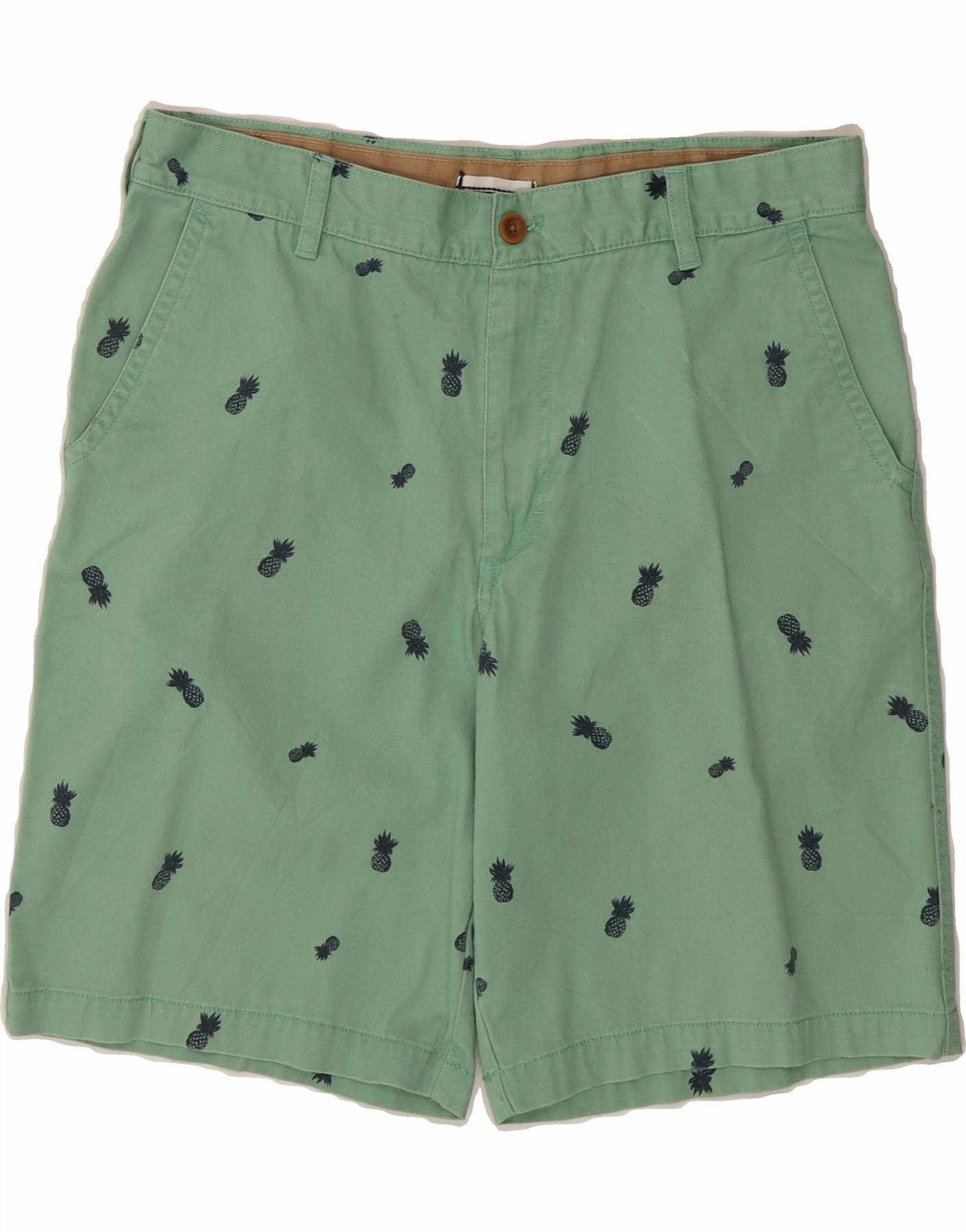 Easy Stretch Fit Breezy Vibe IZOD Mens Abstract Pattern Chino Shorts W36 Large Green Cotton