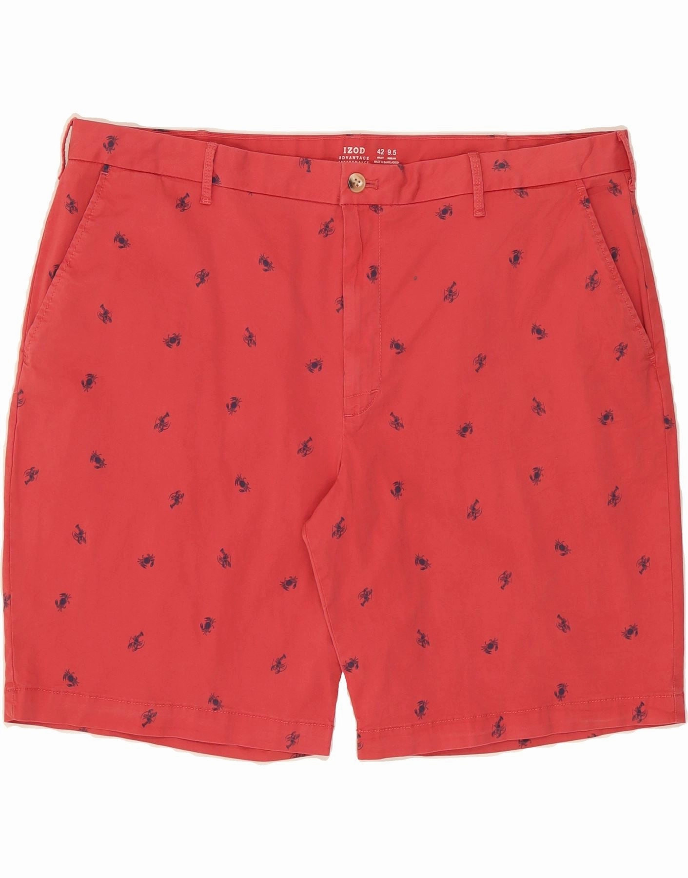 Seam Free Construction Moisture Wicking Fabric IZOD Mens Abstract Pattern Chino Shorts W42 2XL Red Cotton