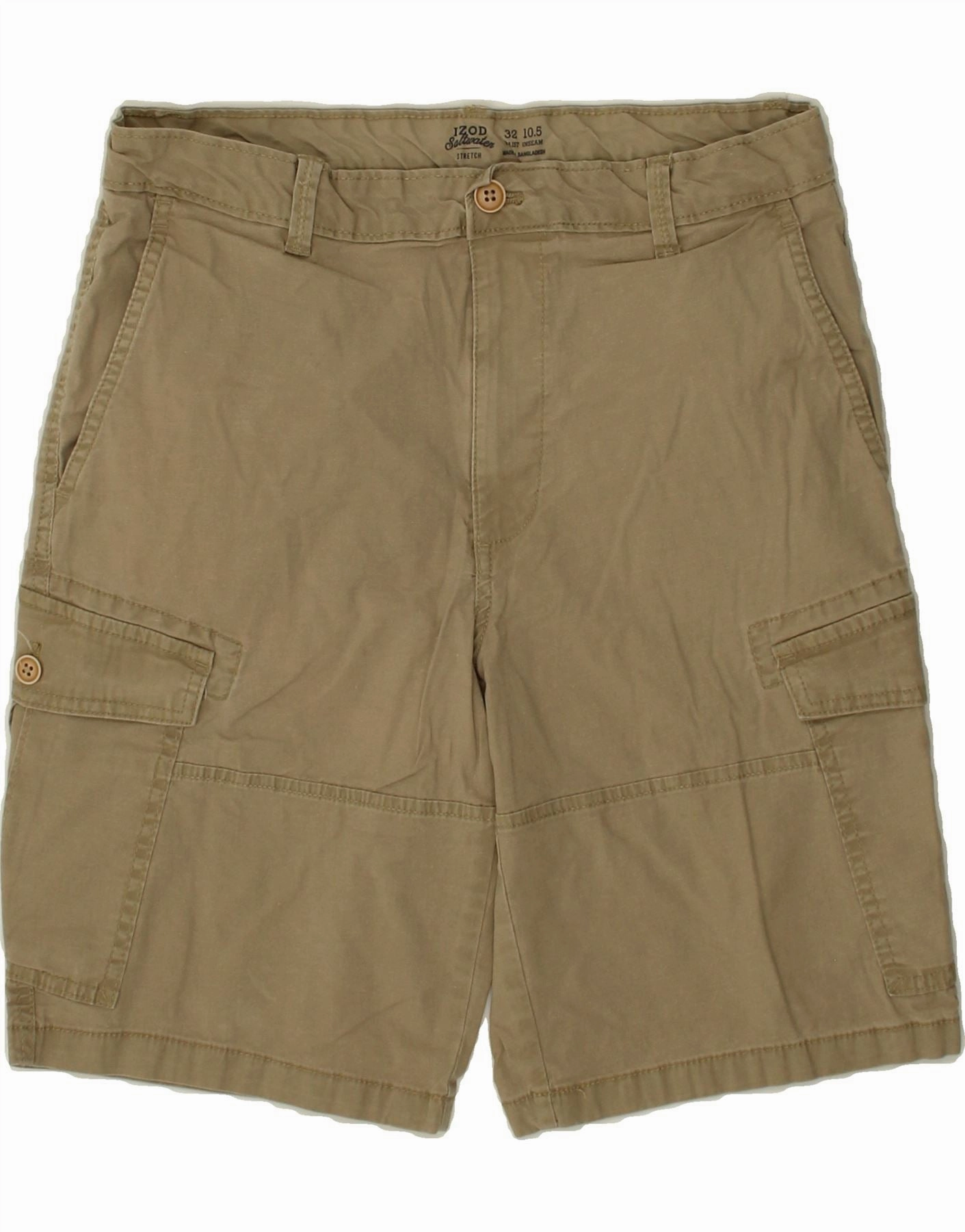 IZOD Mens Cargo Shorts  W32 Medium Beige cheering section Cool Touch Fit