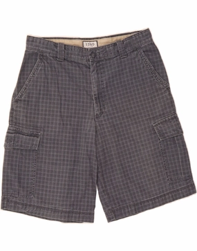 IZOD Mens Cargo Shorts W32 Medium  Grey Check Cotton Travel Light Sports Comfort
