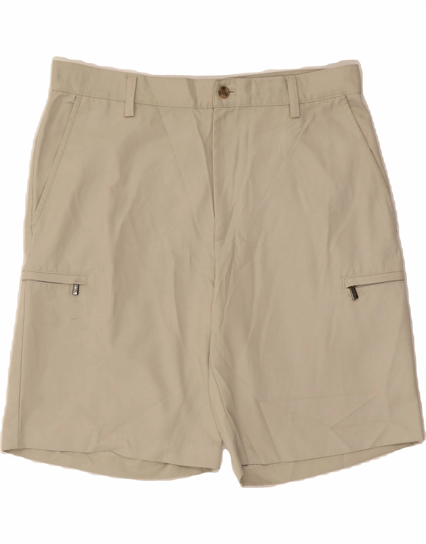 IZOD Mens Cargo Shorts W33 Medium Beige Cotton plus-size choice Recycled Elastic Trim
