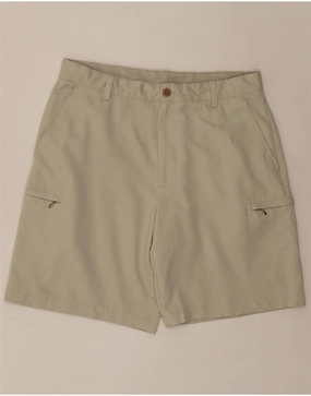 IZOD Mens Cargo Shorts W34 Large Beige Polyester Weekend Style High Durability Blend